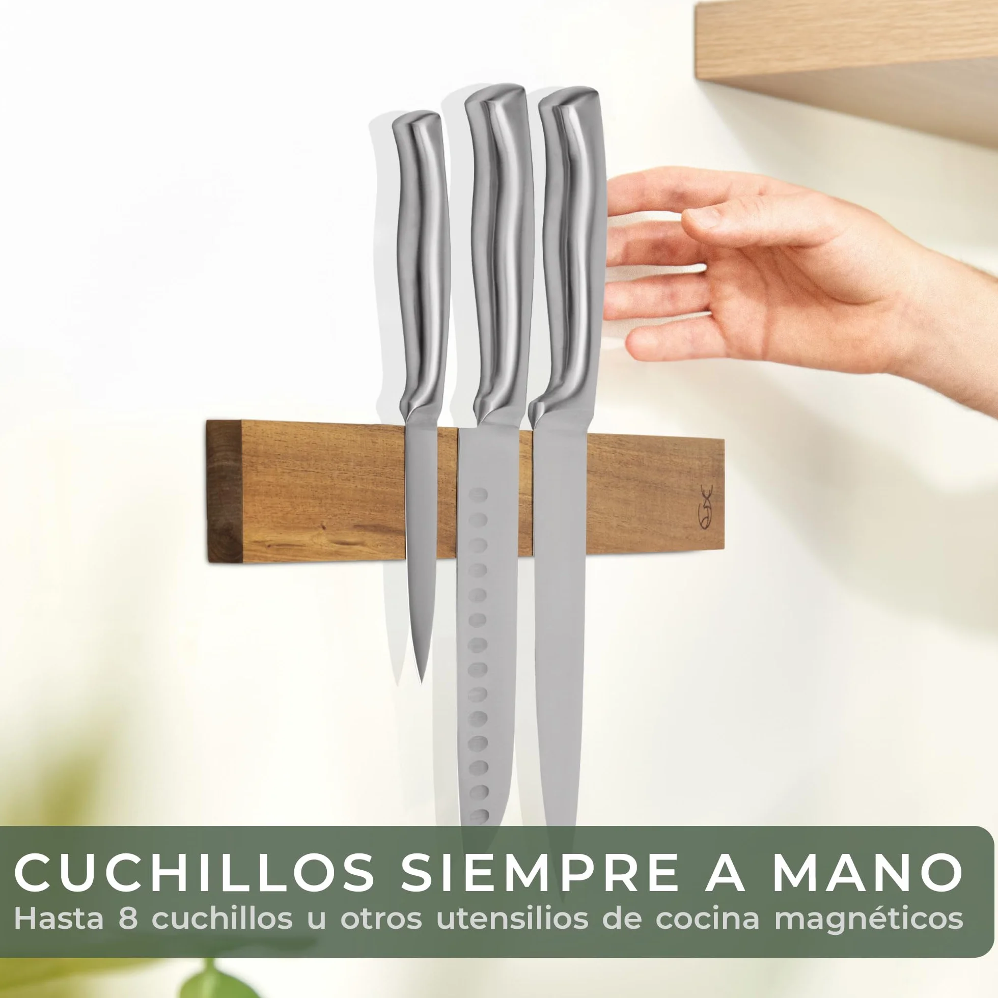 WALDWERK Barra magnética para cuchillos de cocina de madera de acacia 40x5 cm