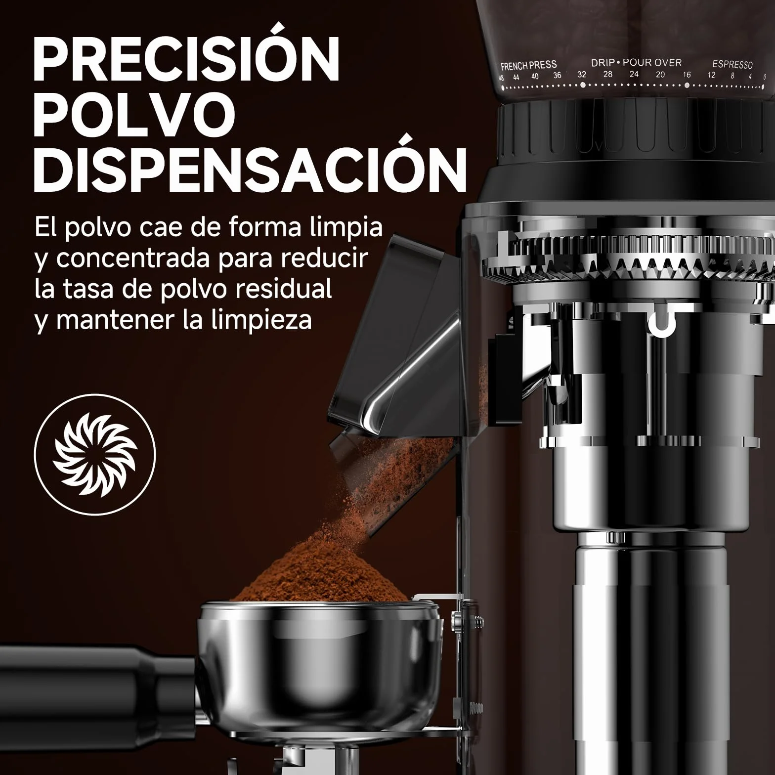 AMZCHEF Molinillo de Café Eléctrico con 48 Niveles de Molienda, Sistema Antiestático, Pantalla Táctil LCD, Depósito de 300 g, Acero Inoxidable, para Espresso, Café Filtrado, French Press