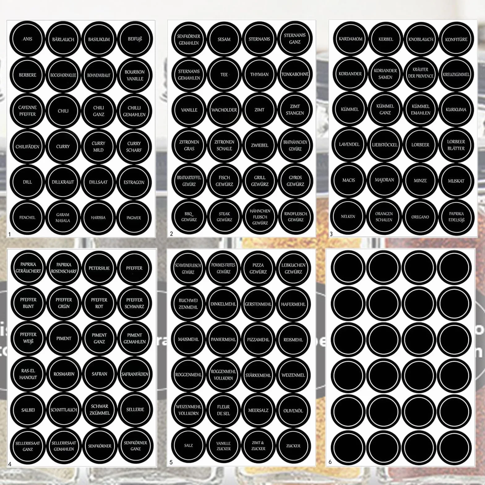 Pack of 144 Labels, Self-Adhesive Round Spice Labels,Waterproof,For Spice Jars, Bars,Cans