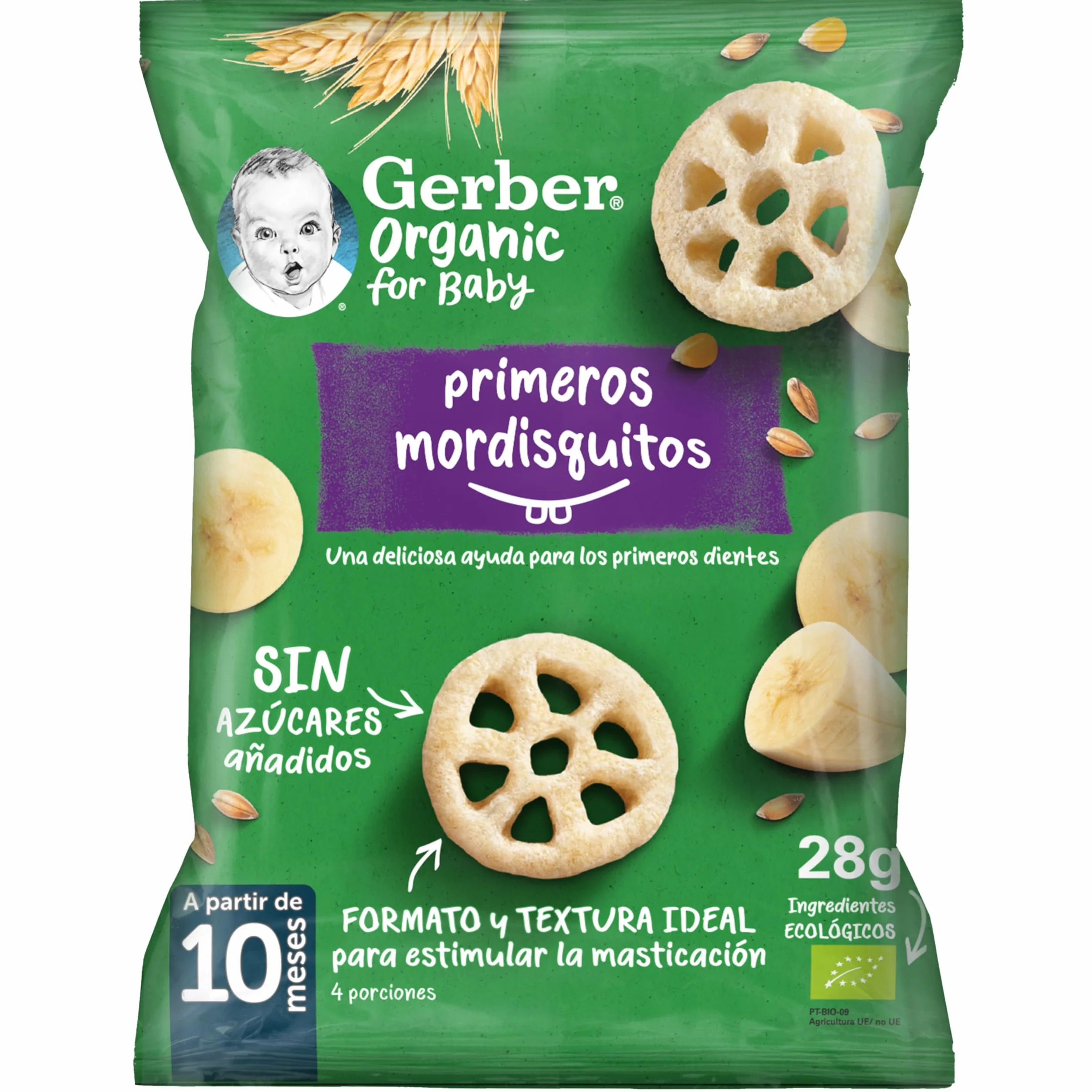 Gerber Organic Snack Primeros Mordisquitos, Desde 10 Meses, 28 G