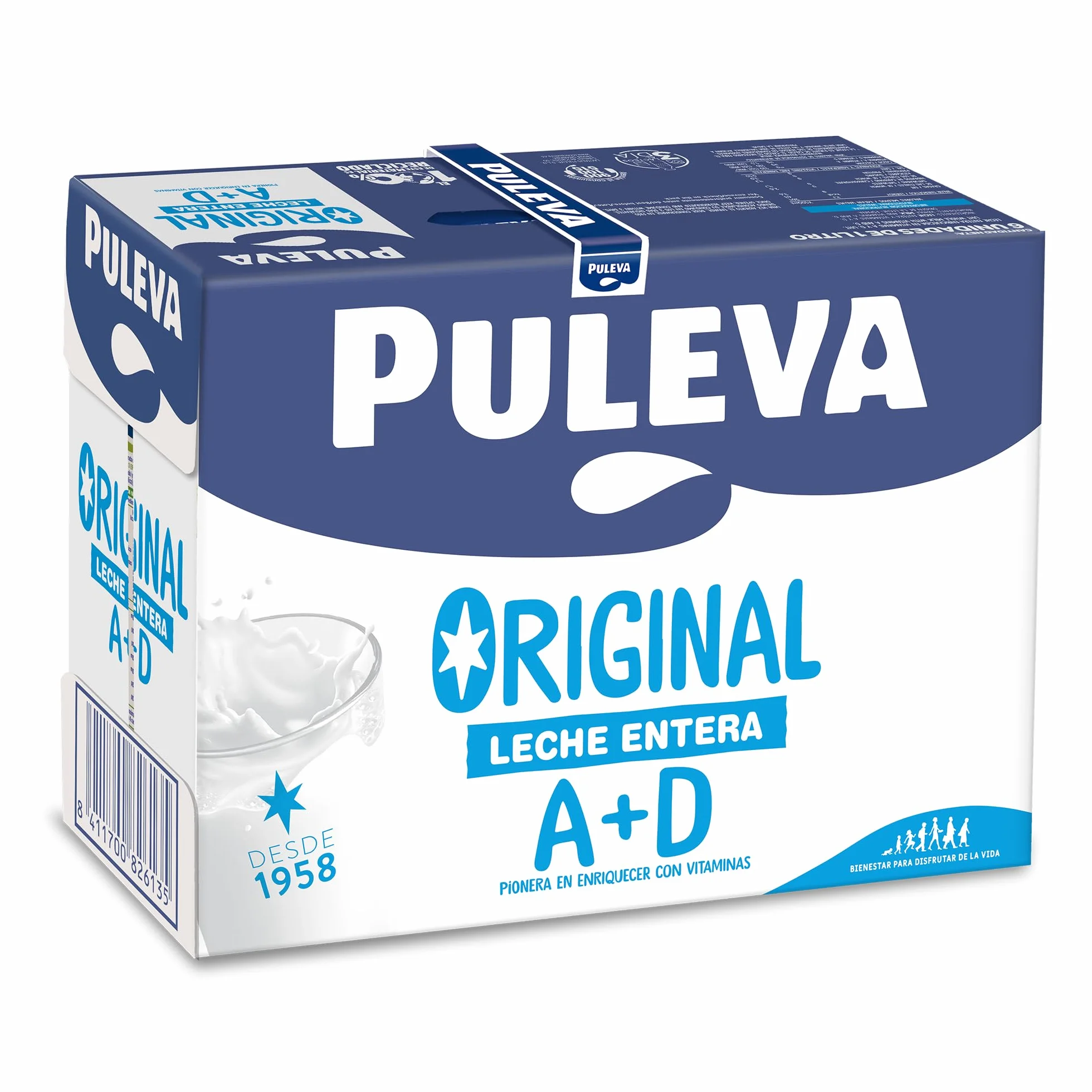PULEVA Leche UHT Entera Slim Pack 6 x 1L