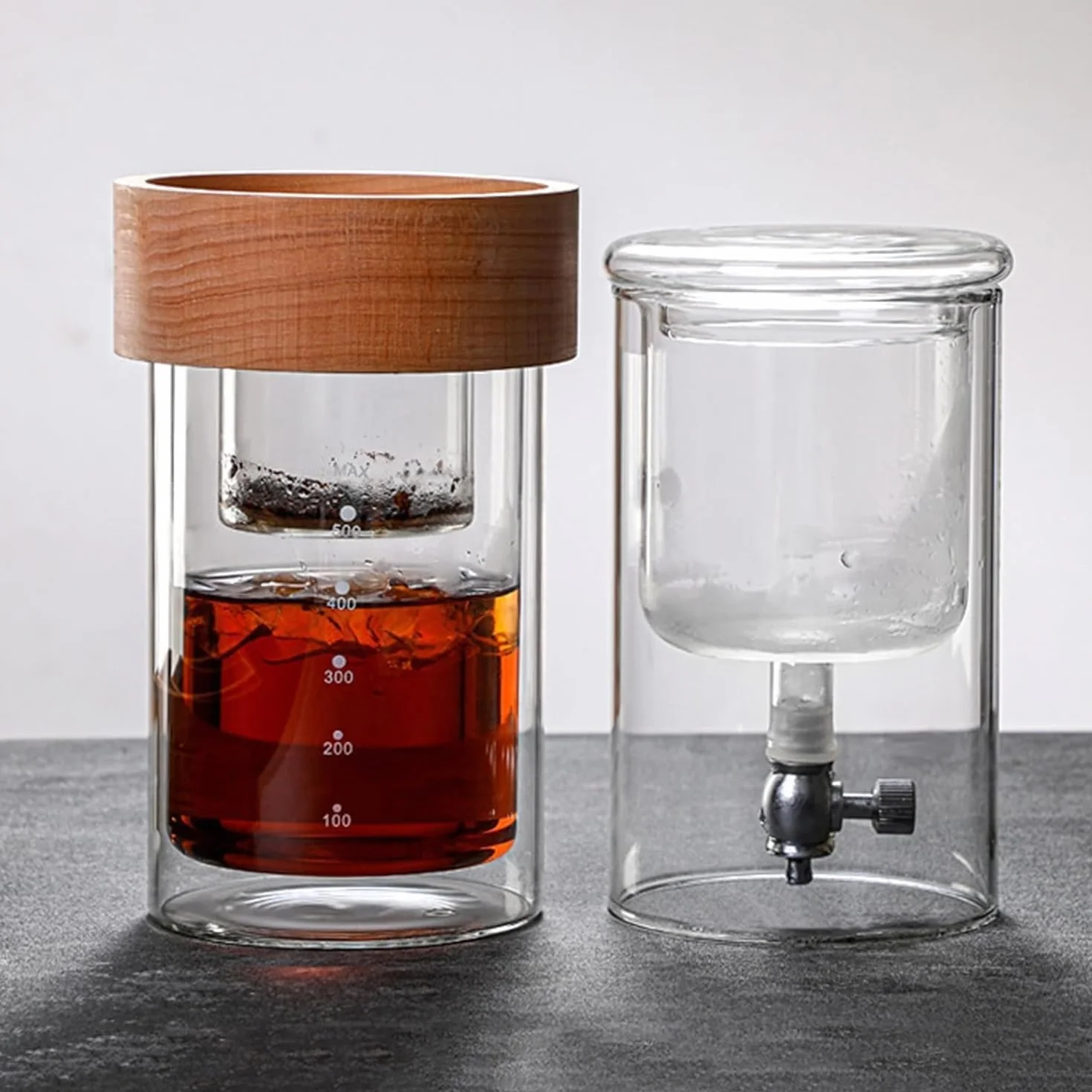 Cafetera Cold Brew – Gotero de vidrio de borosilicato alto con válvula reguladora de caudal, ideal para el hogar o cafetería