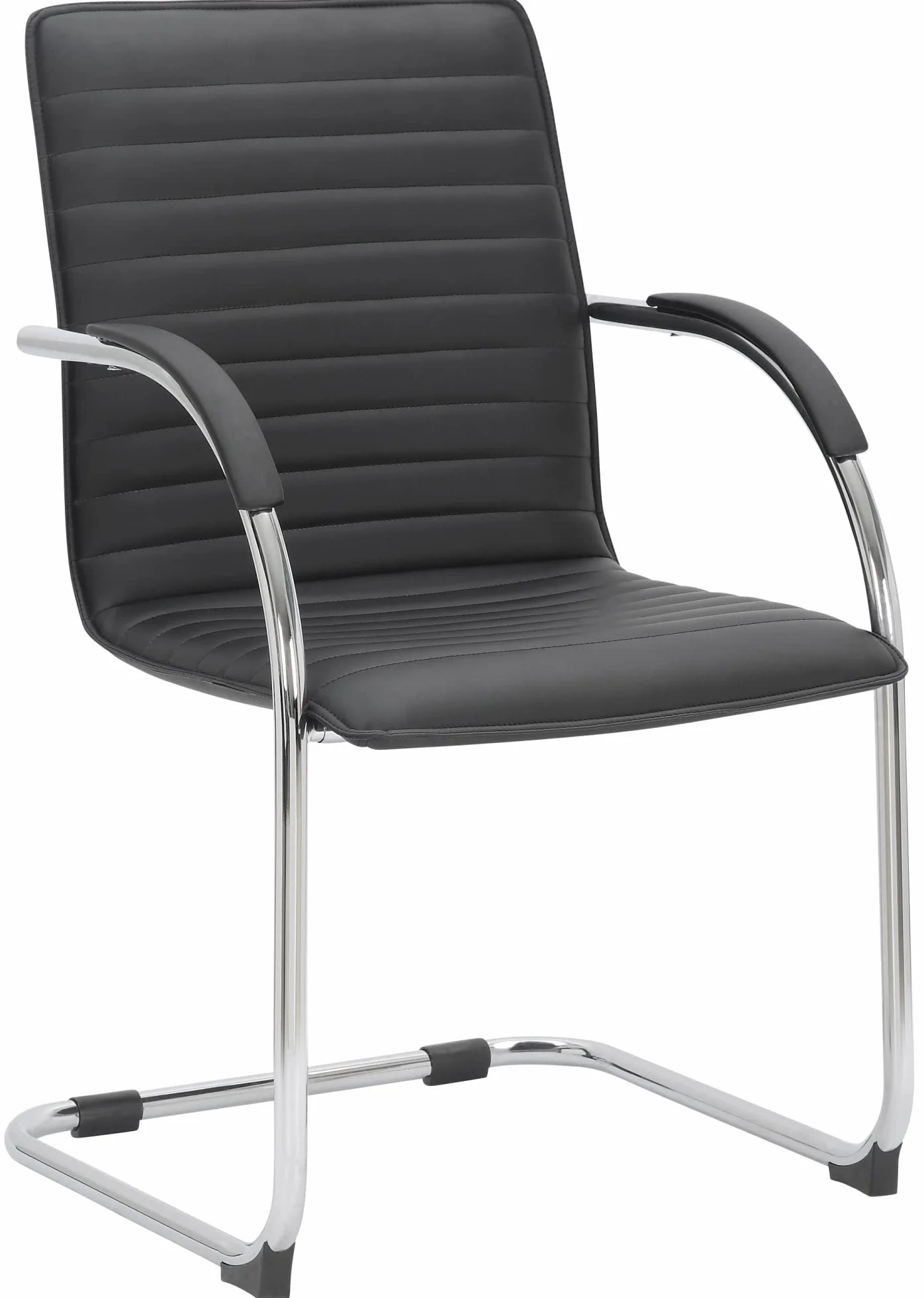 CLP Lote de 2 sillas de Visita Tira Polipiel I Silla basculante con Asiento tapizado, Color:Negro