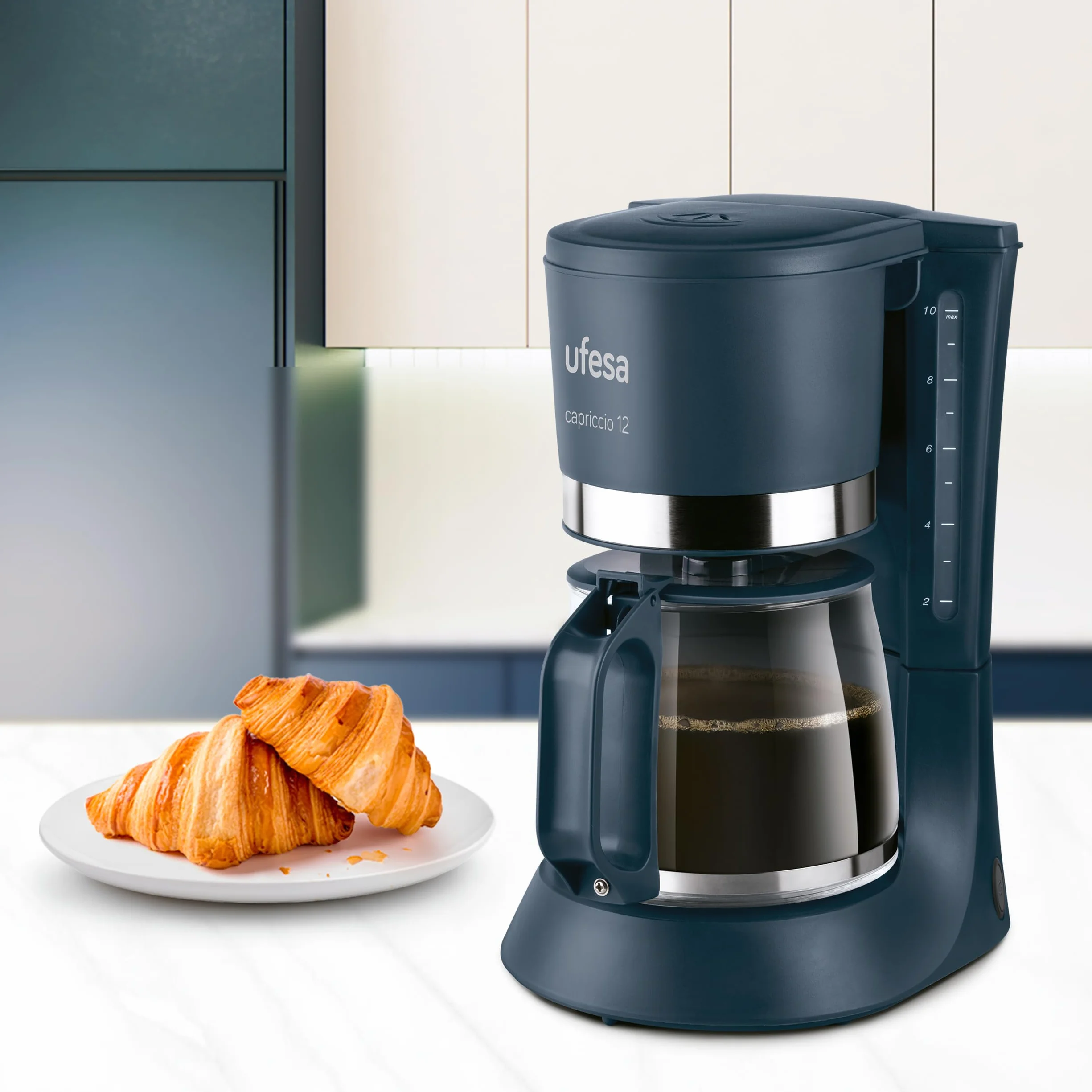 Ufesa Capriccio Cafetera de Goteo 12 Tazas 1.2L 680W Filtro Permanente Auto Apagado Azul Verdoso