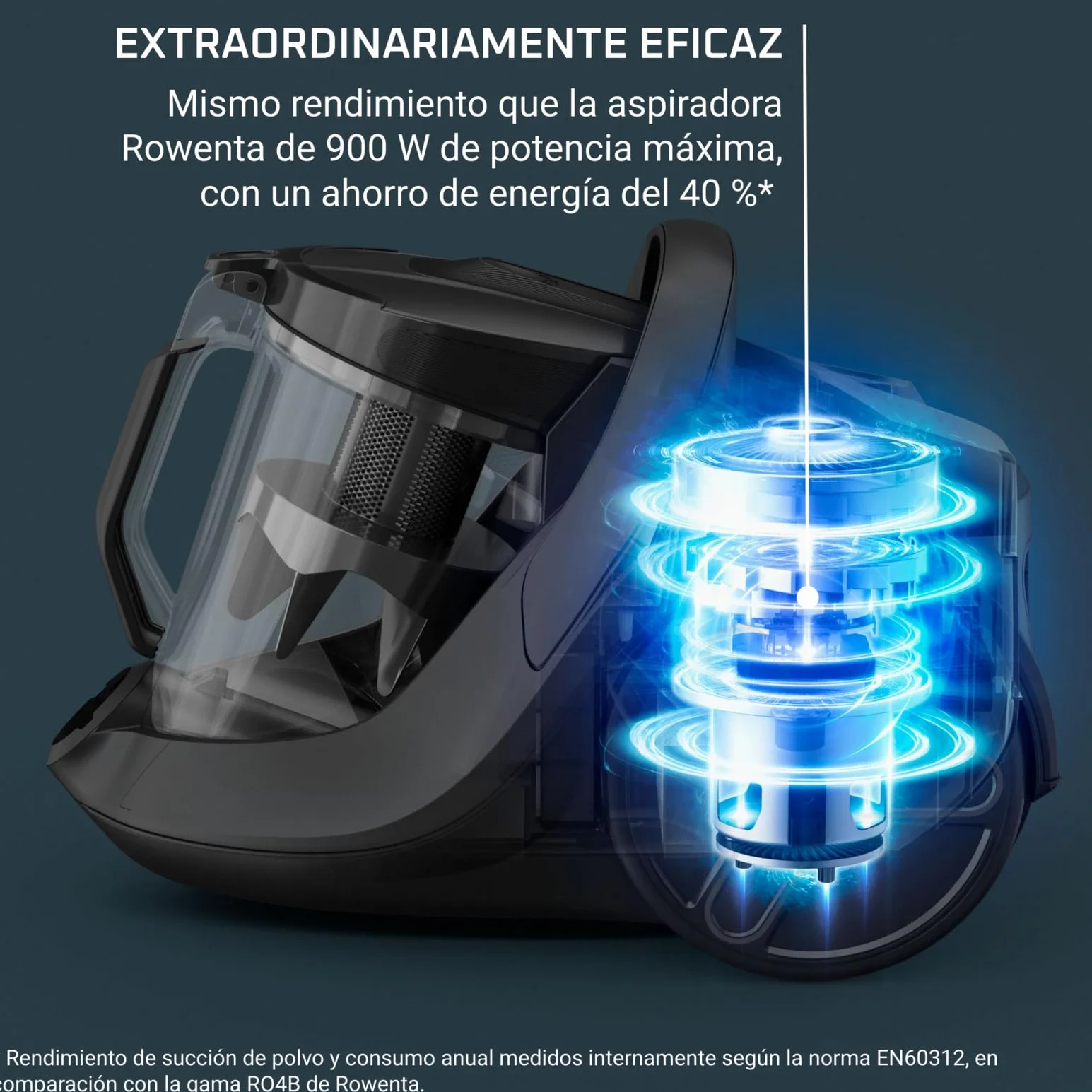 Rowenta RO7C30EA Green Force Cyclonic Effitech Aspiradora sin bolsa, modelo para parqué, eficiencia energética