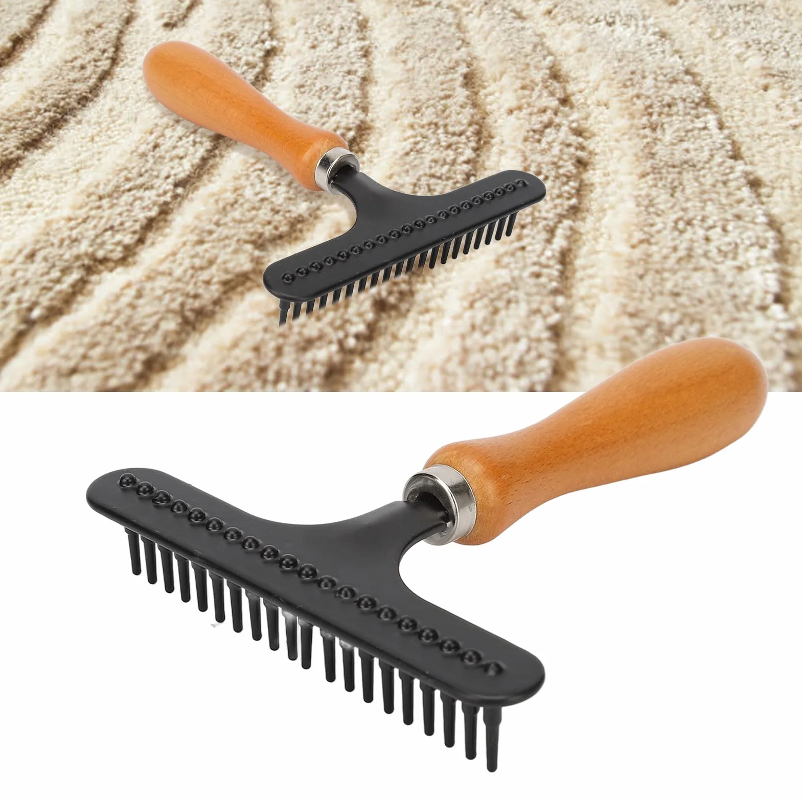 Rastrillo para Alfombras de Acero Inoxidable para Cuidado del Cabello