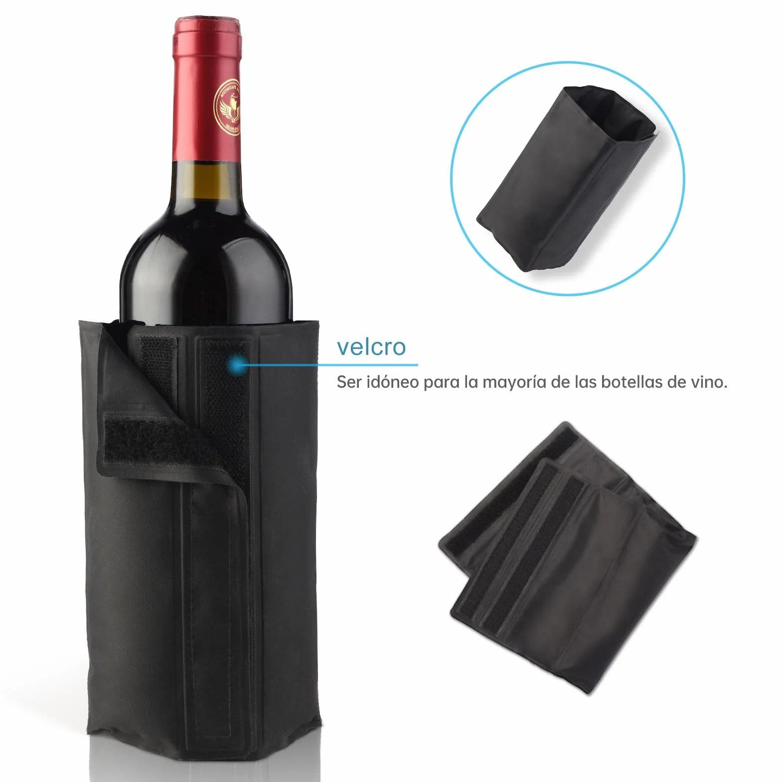 Funda Enfriadora de Botellas de Vino y Cava, Enfriadora de Vino Portátil, Ideal para Uso Diario o Regalo, Pack de 2