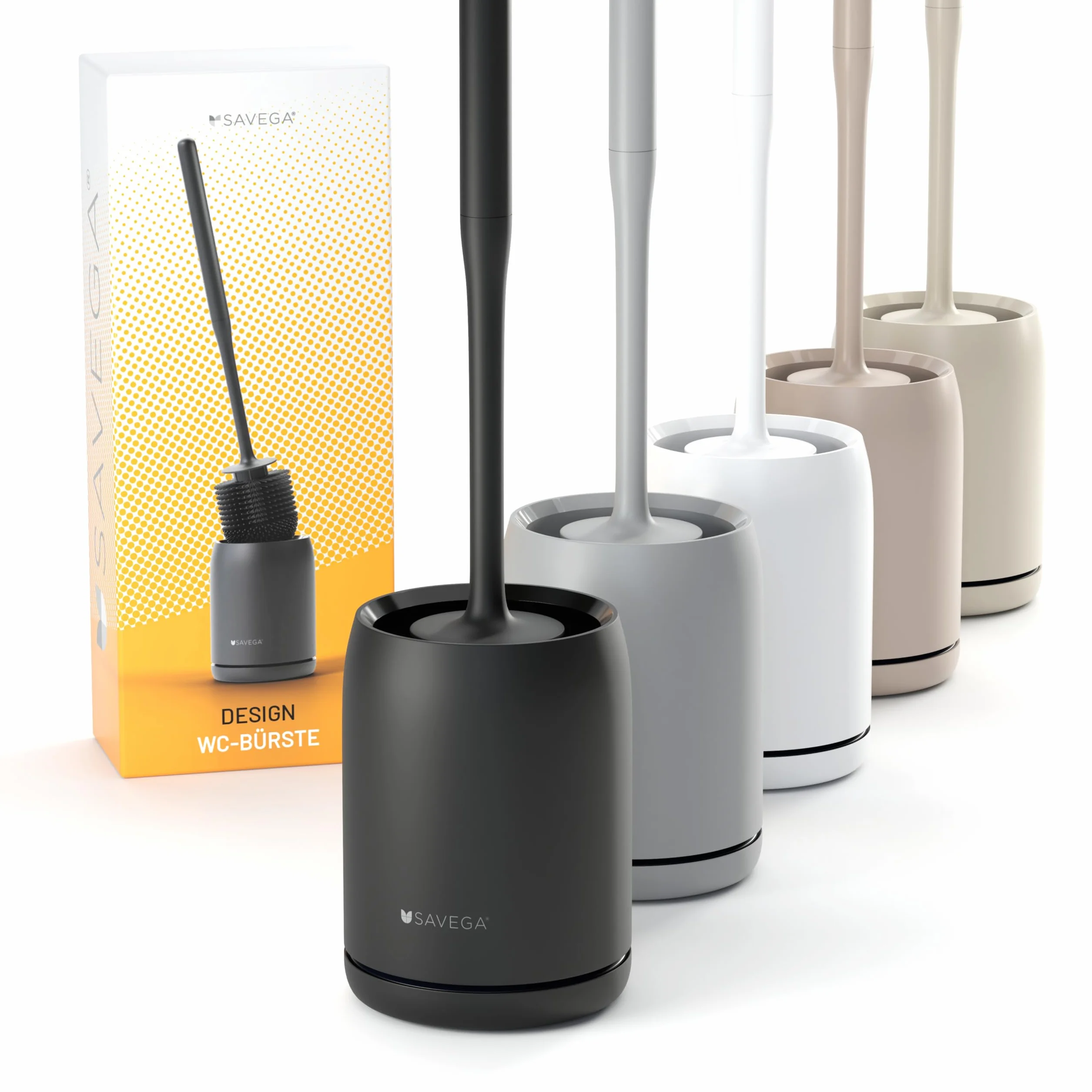 SAVEGA – Escobilla WC de Silicona Negra – Cepillo Inodoro de Pared sin Taladro – Soporte Portaescobilla Moderno