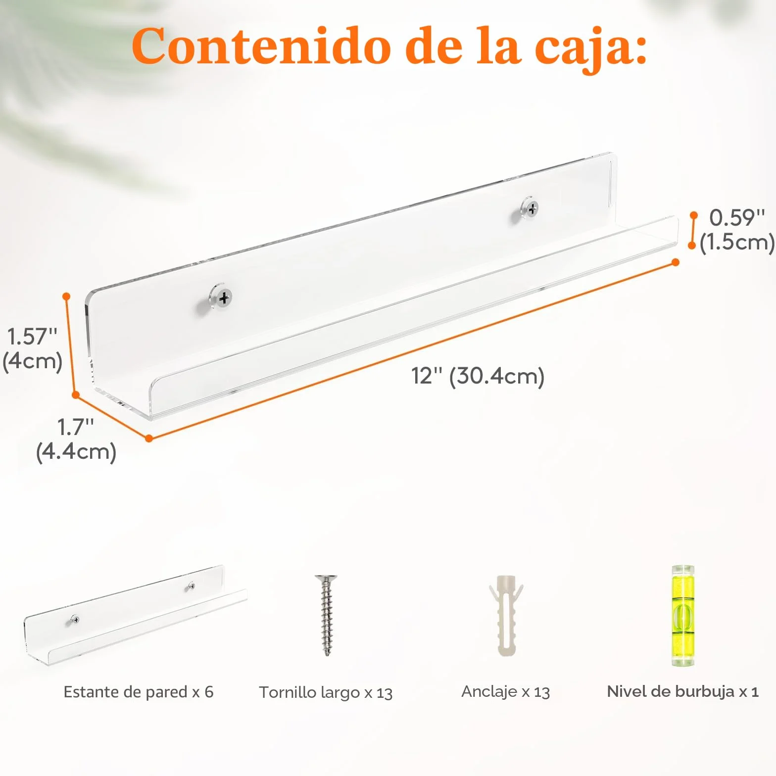 Lifewit Estantes Flotantes para Vinilos de 12 Pulgadas Paquete de 6 Unidades de Acrílico Transparente