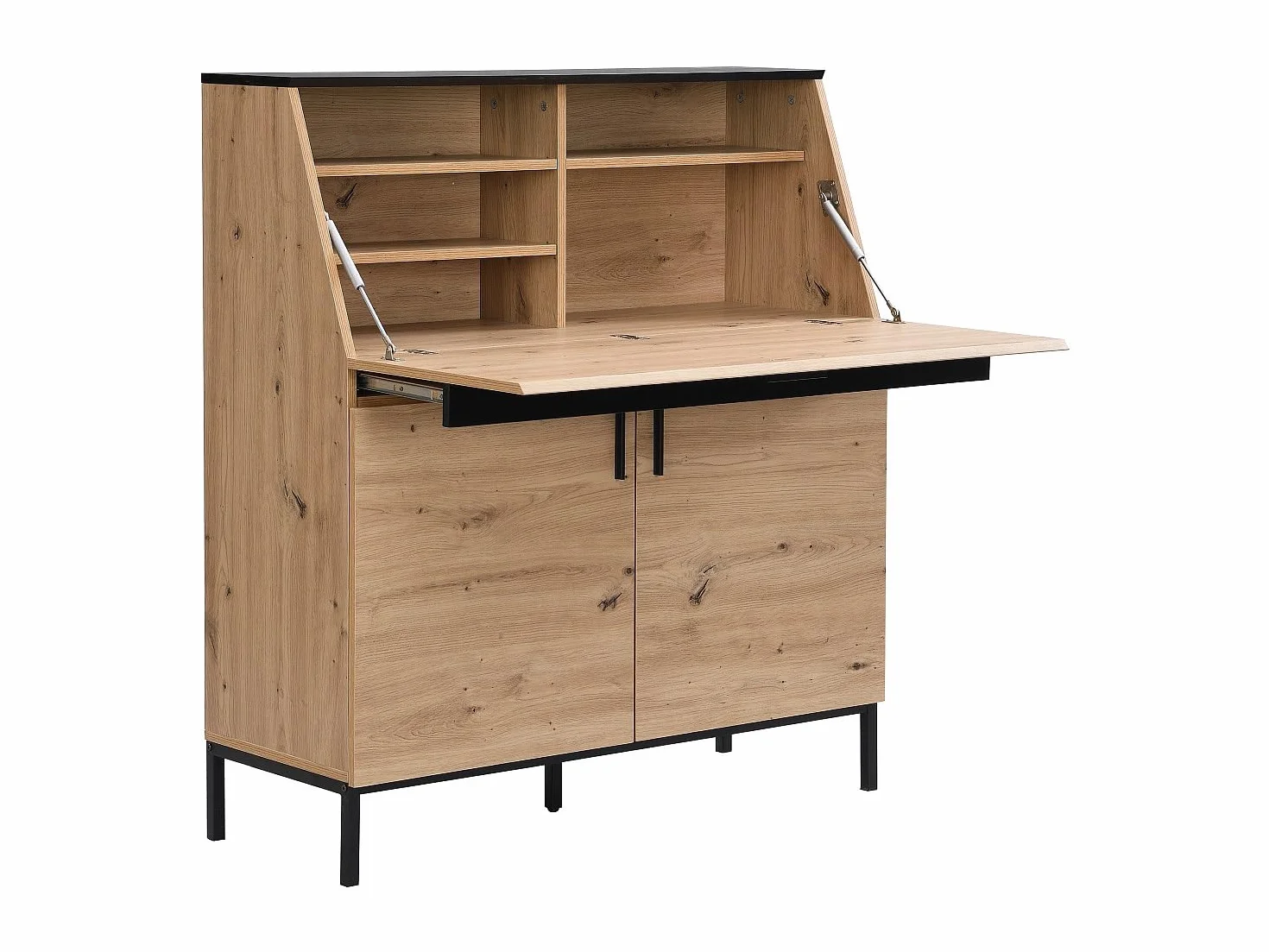 Vente-unique Secretario con 2 Puertas - MDF - Natural y Negro - MALEDA