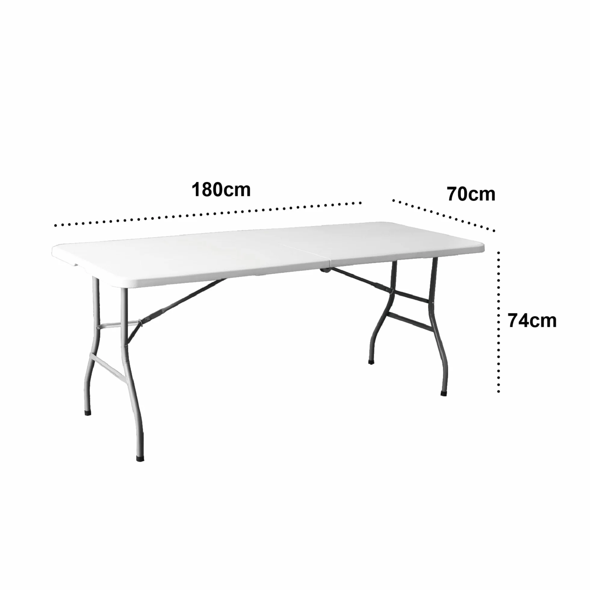 Pack Mesa Plegable 180 cm + 6 Sillas Blancas Plegables - Conjunto Mobiliario Multiusos - Estructura Hierro Reforzado - Ideal Formación, Catering y Oficinas - Pack para Eventos Profesional