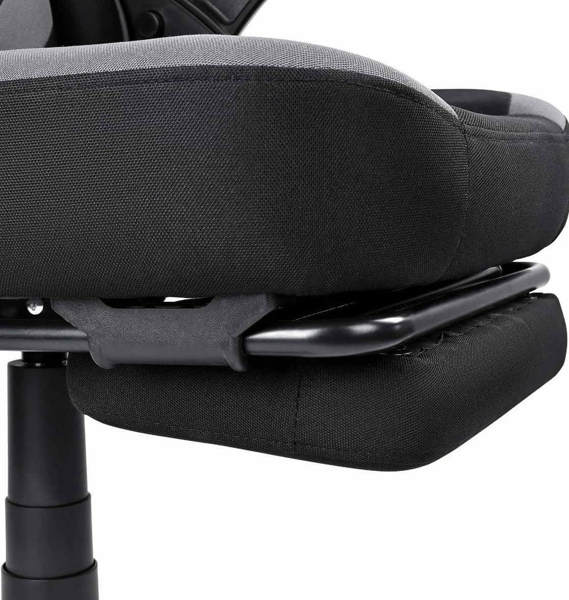 Silla Gamer Ergonómica de Tela Transpirable y Antimanchas, Reposabrazos Abatibles, con Reposapiés, Altura Regulable, Respaldo Abatible (Negro/Gris)