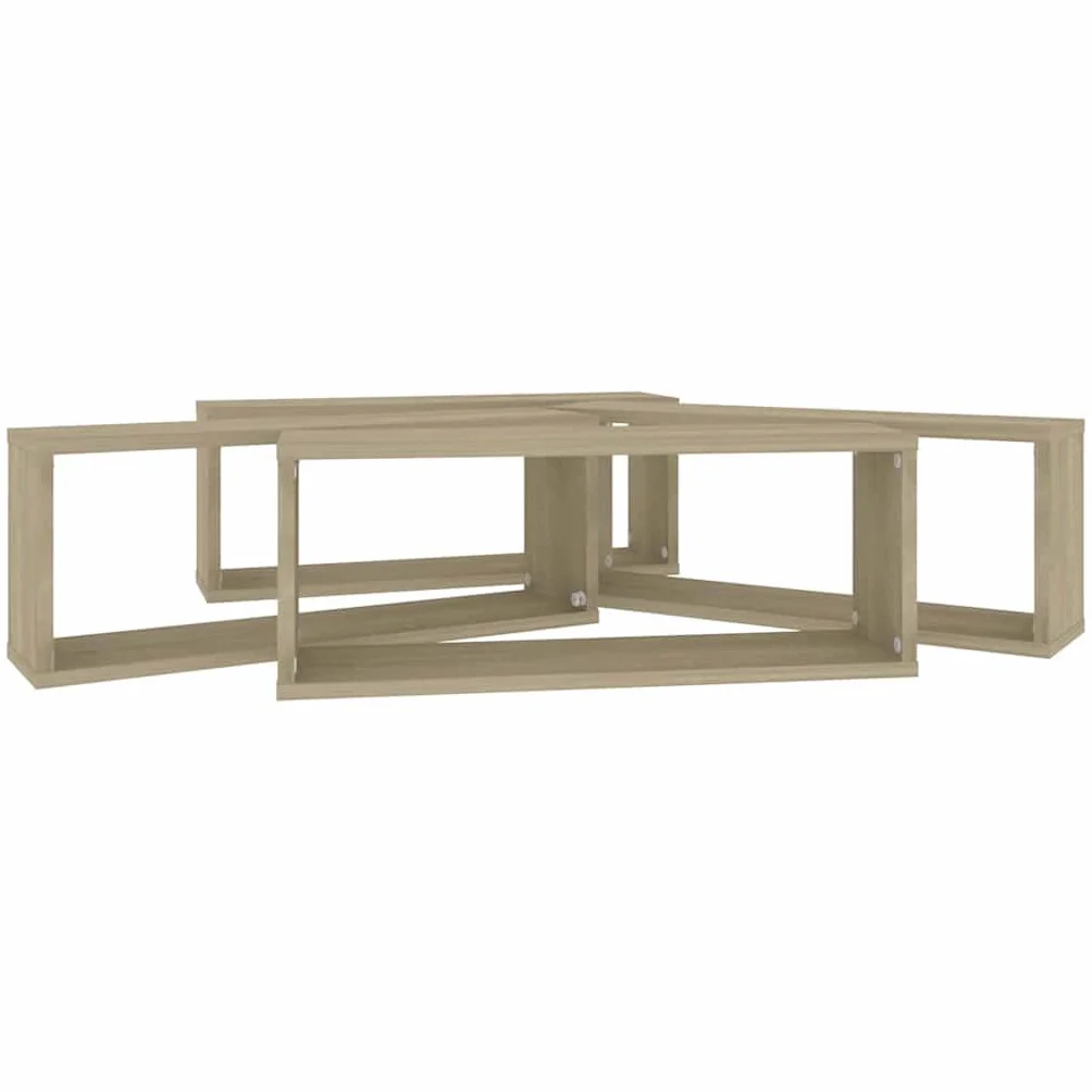 vidaXL Estantes Cubo Pared Estantería Colgante CD Libros Decoración Contrachapada Blanco Sonoma 60x15x23cm