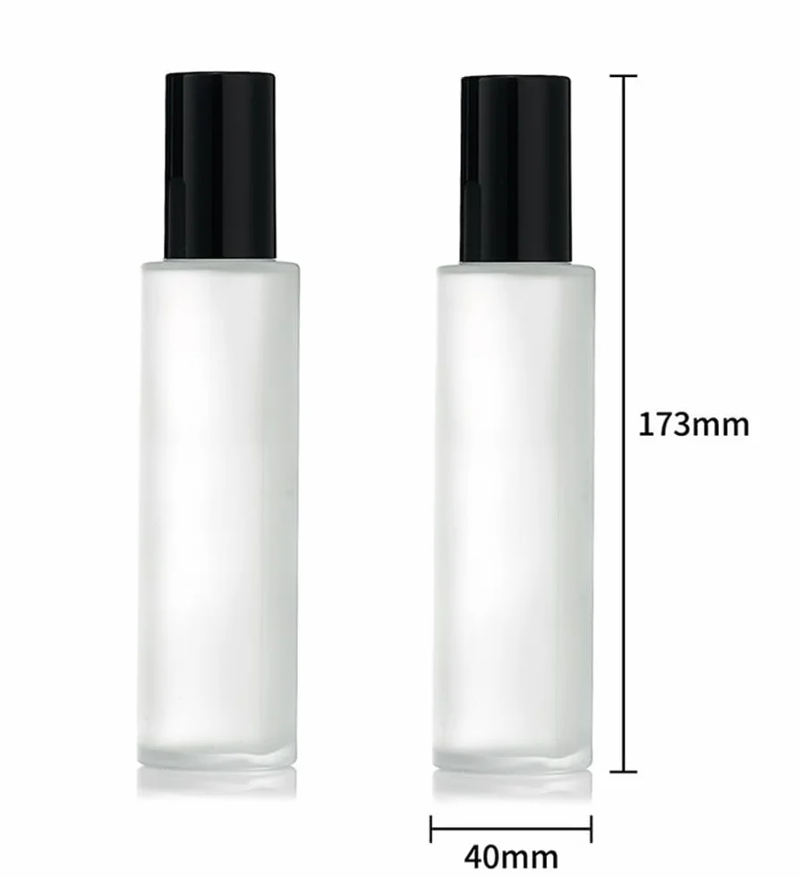 Botellas de viaje de vidrio esmerilado 100 ml a prueba de fugas con bomba negra