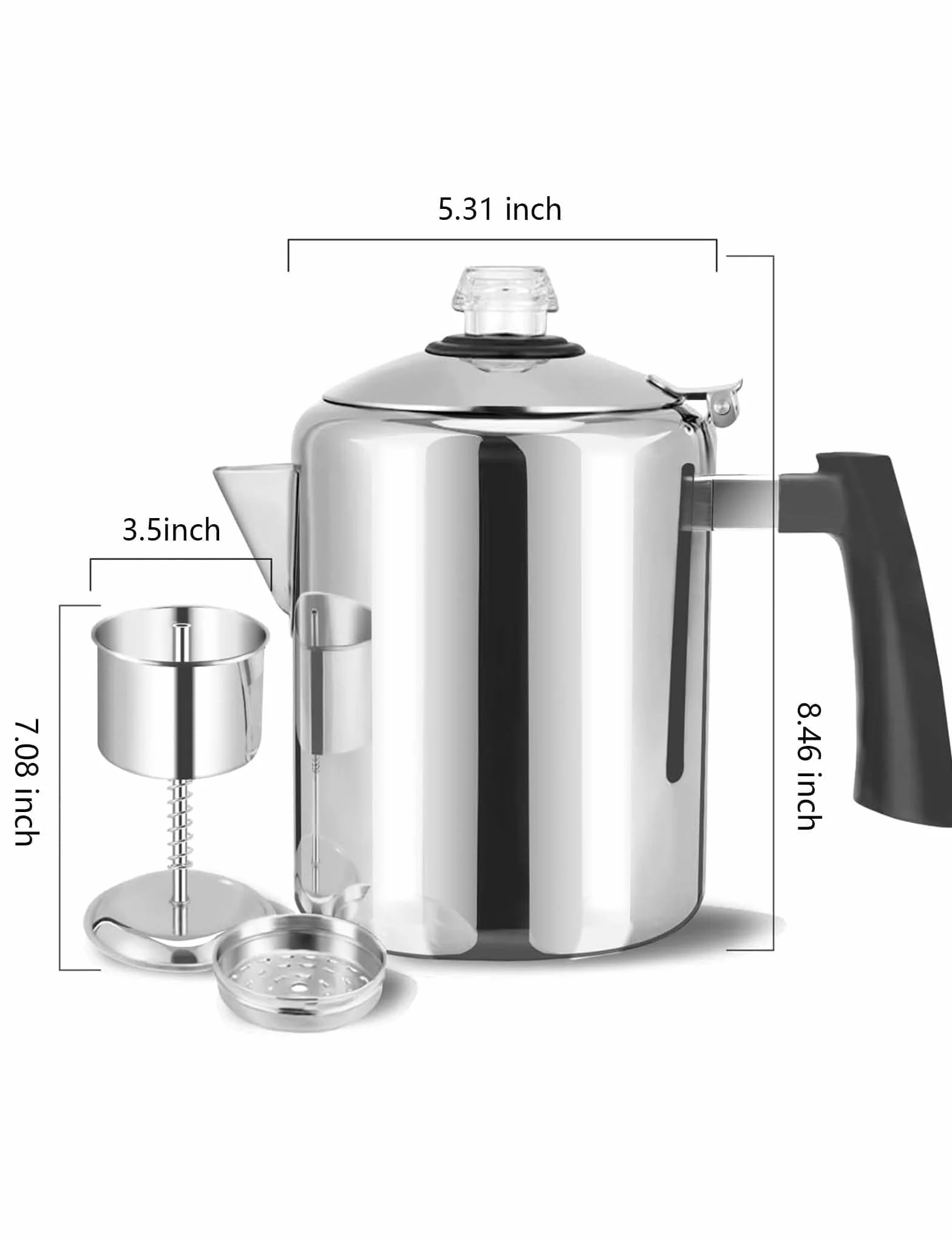 KFO Cafetera Percolador Acero Inoxidable 304 9 Tazas para Acampar
