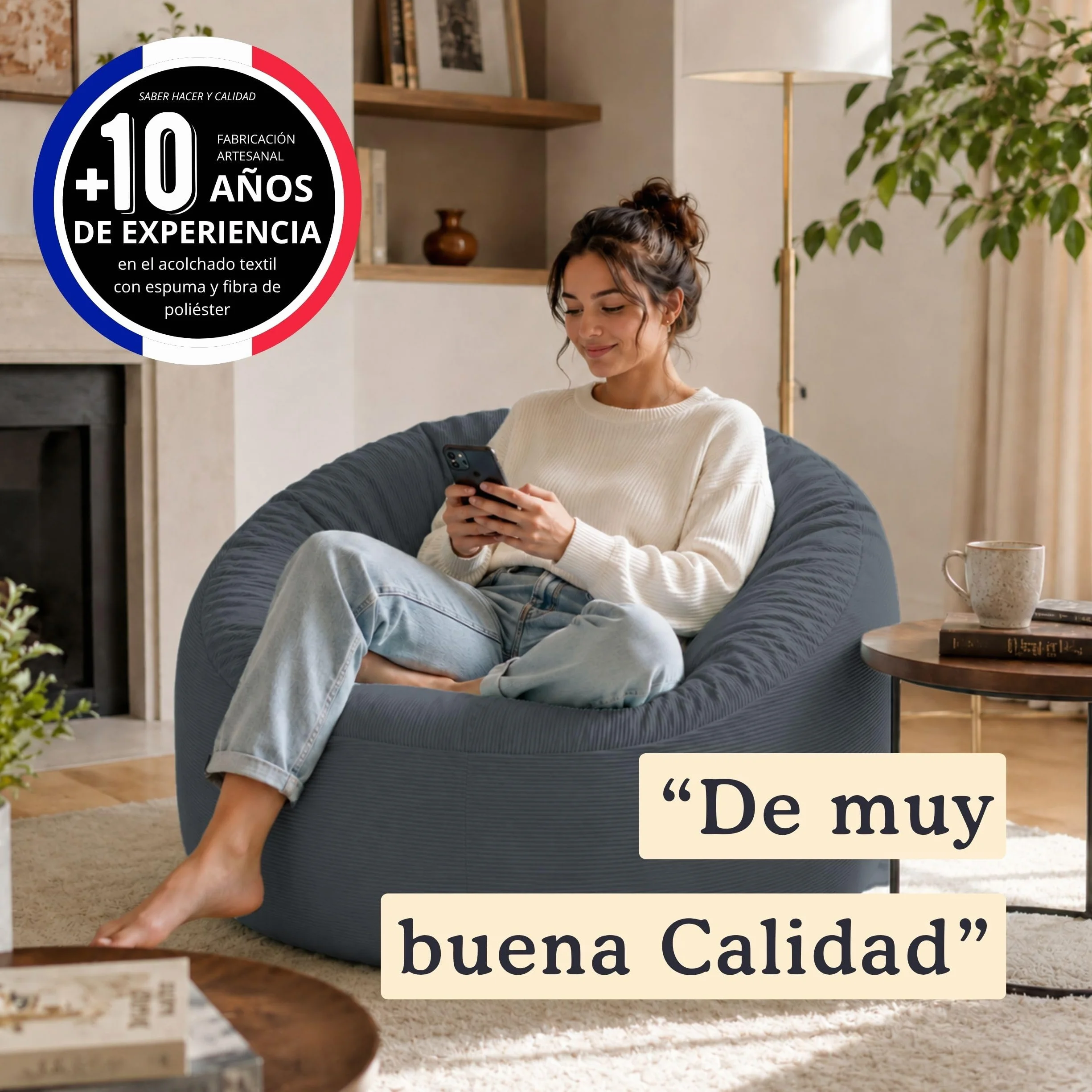 bananair - Puff Salón de Terciopelo Acanalado - Suave y Confortable - Puff Pera con Relleno de Espuma Incluido, Óptimo Apoyo para la Espalda - Bean Bag, Sofa Puff Gigante (100 cm, Azul Marino)