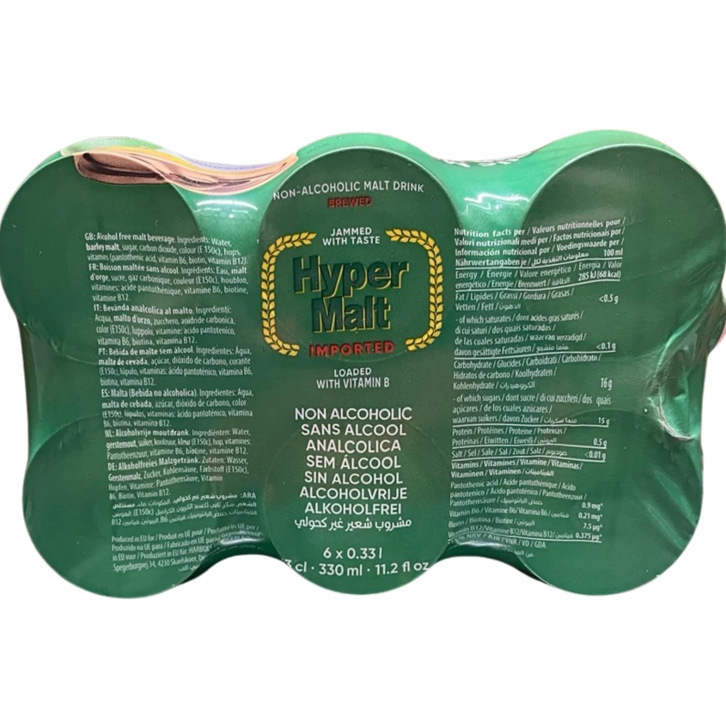 HYPER MALT Bebida de Malta enlatada Paquete 24 x 330 ml