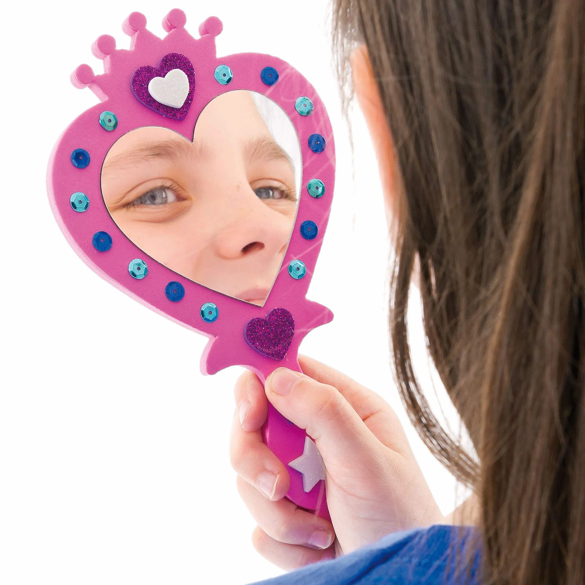 Princess Foam Mirror Kits Espejo autoadhesivo y decoraciones de espuma, actividad artesanal para niños (paquete de 4)