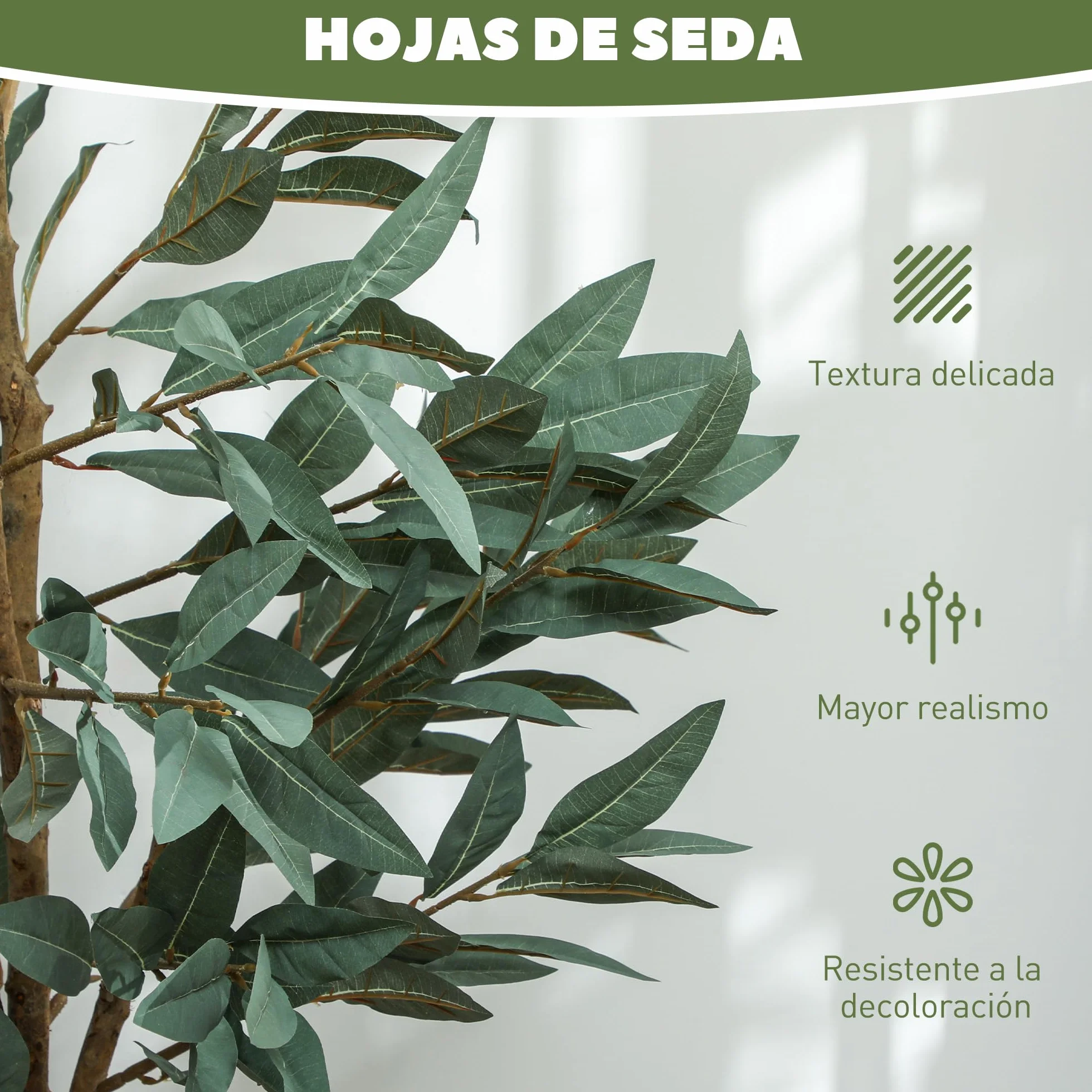HOMCOM Planta Artificial Decorativa Grande 120 cm Laurel Interior Verde