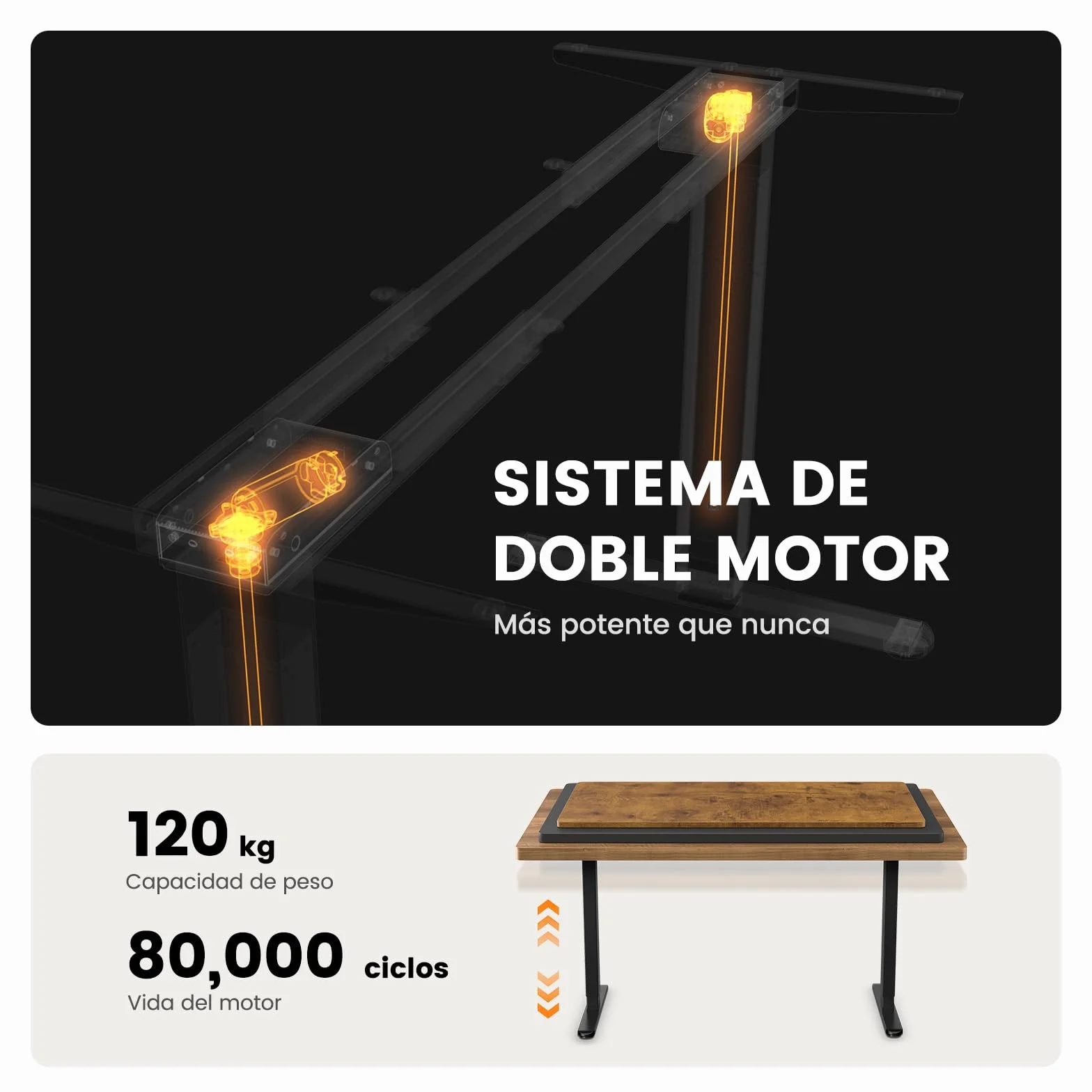 ErGear Escritorio Elevable, Marco con Patas Eléctricas de Ajuste de Altura Dual Motor, Mesa Escritorio Elevable con 4 Controles de Memoria para Oficina en Casa, Soporta hasta 120 kg (Negro)