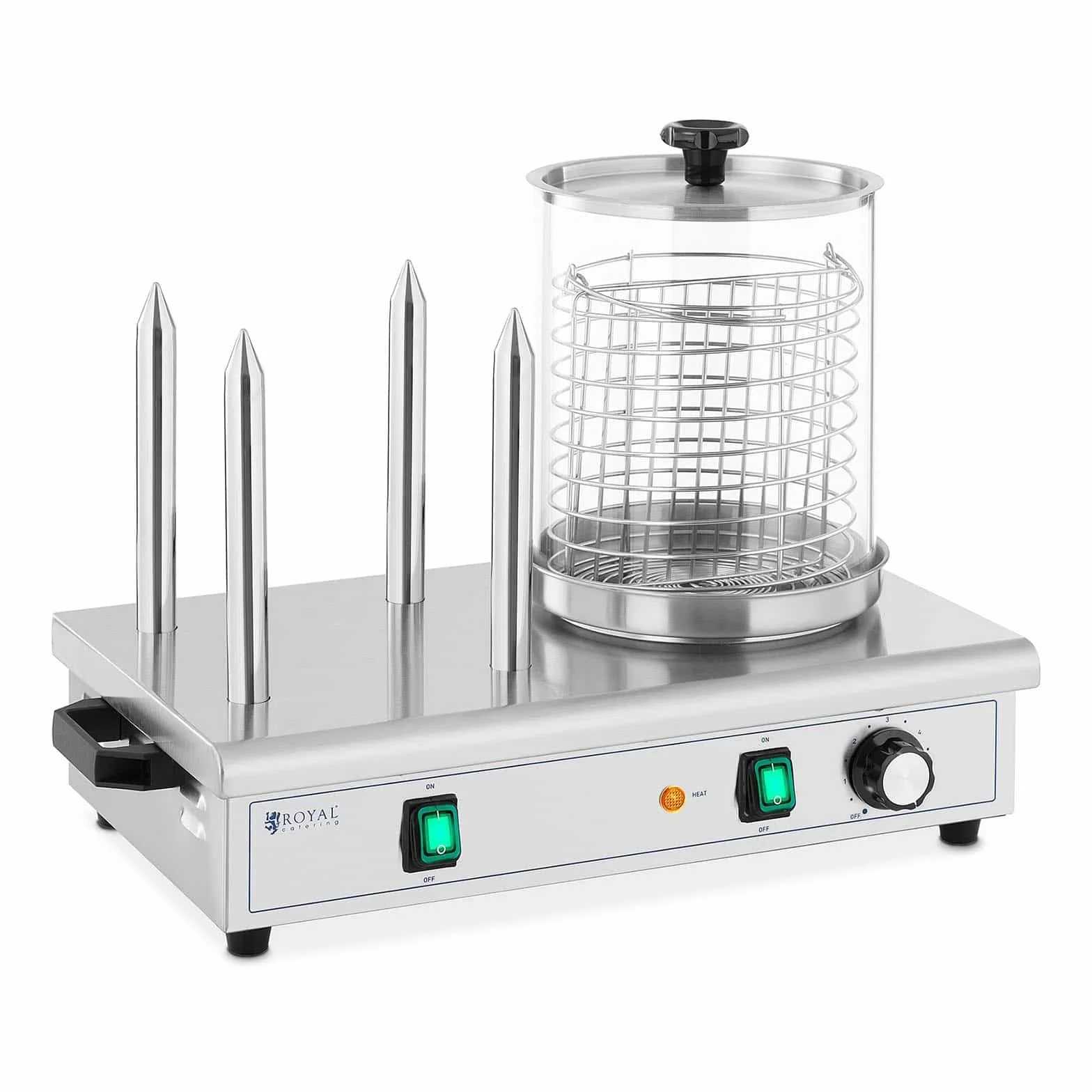 Royal Catering RCPHW 650 Máquina de perritos calientes 550 W 4 Heizspieße máquina de Hot Dogs aparato para perritos calientes aparato para Hot Dogs máquina para hacer Hot Dogs