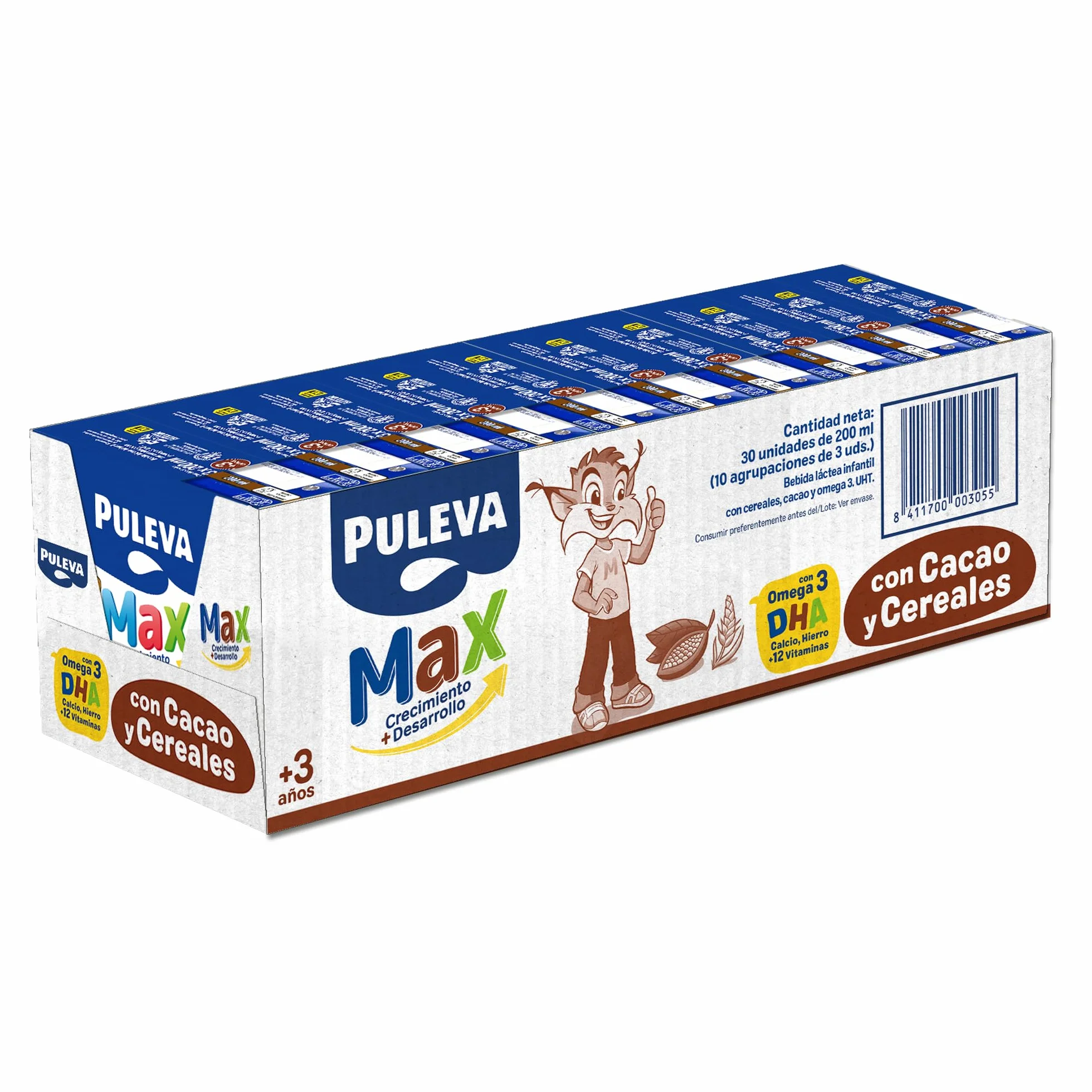 Puleva Max Cereales y Cacao Leche de Crecimiento +3 Años 10 Packs 3x200ml