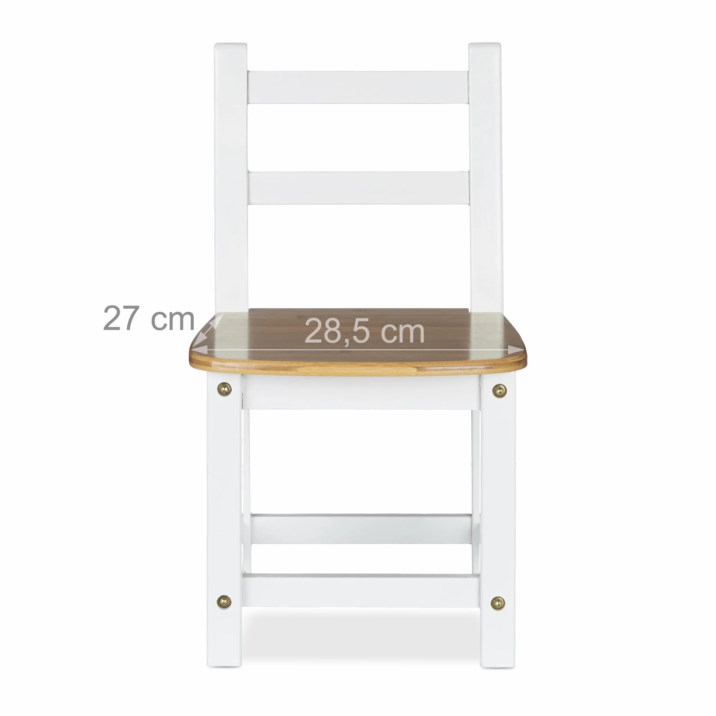 Relaxdays – Silla para niños Rustico de bambú, para niños y niñas, Asiento para el Dormitorio de los niños, 50 x 28.5 x 28 cm, Color Blanco y marrón Natural