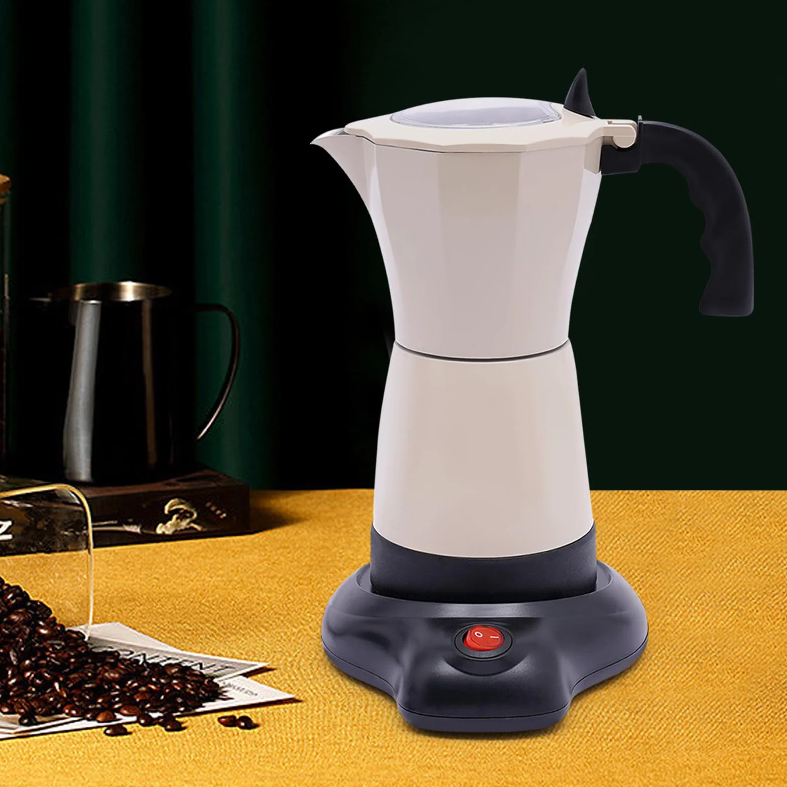 Cafetera eléctrica italiana 6 tazas espresso 10,2 x 19,5 cm blanco arroz