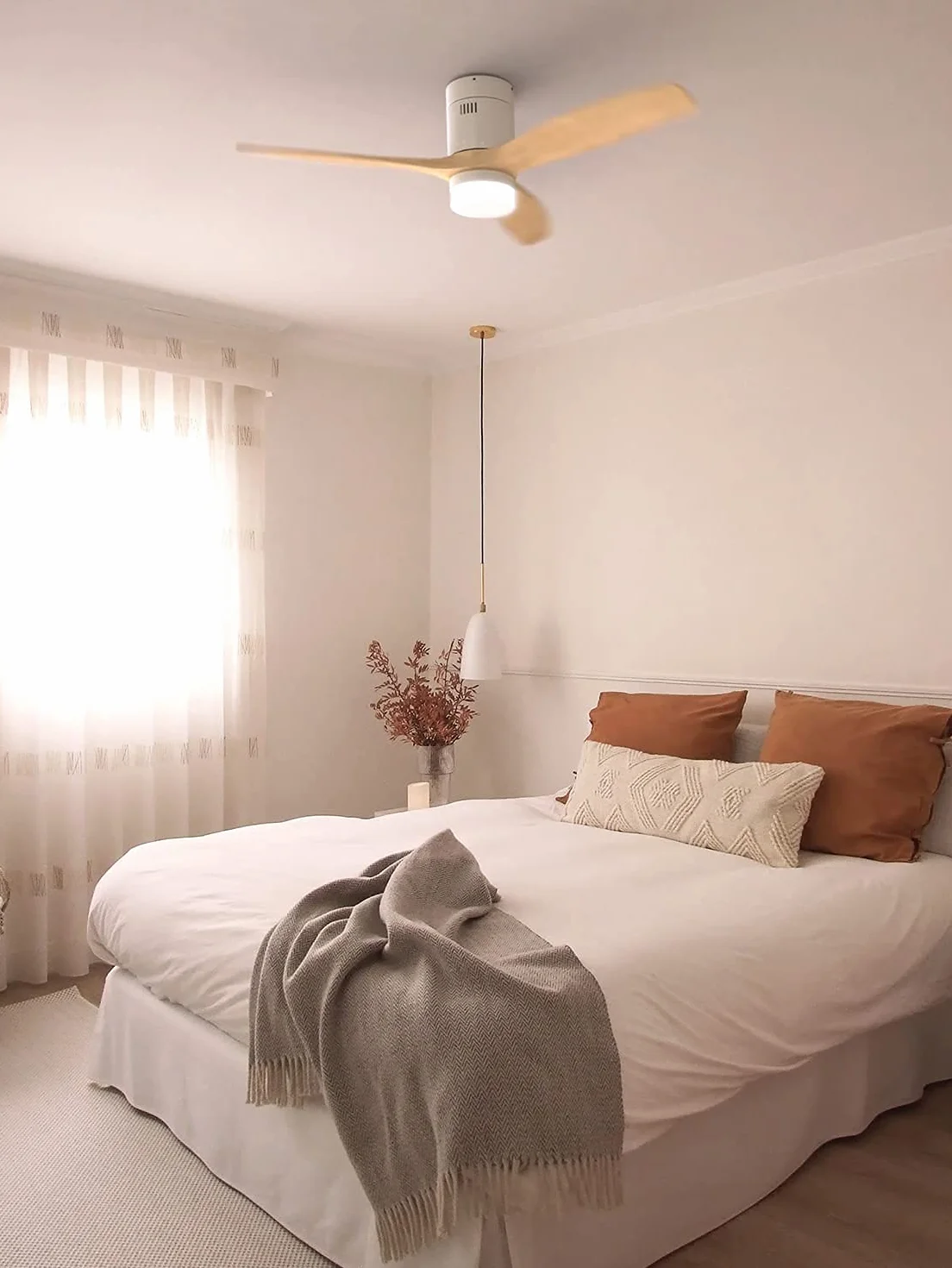 Ventilador de techo ABS con luz blanco 40W Ø132 cm 6 velocidades 3 temperaturas luz temporizador verano-invierno