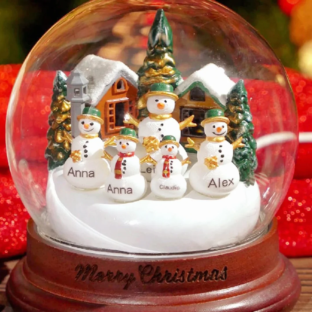 Bola De Nieve Cristal Navidad Nombre Personalizado con luz LED,Personalizable Muñecos Globos de Nieve Decoración del Hogar, Lámpara de Escritorio, Regalos para Niños Mamá y Papá (Luz de Noche)