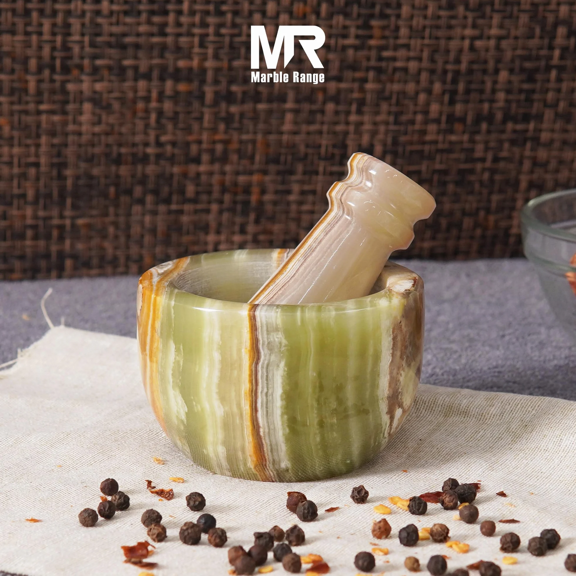 Juego de mortero y mortero de mármol de 3 pulgadas, ónix verde hecho a mano, trituradora de ajo y molinillo de hierbas, mortero de piedra, molinillo de especias pequeño, mortero y mortero para cocina