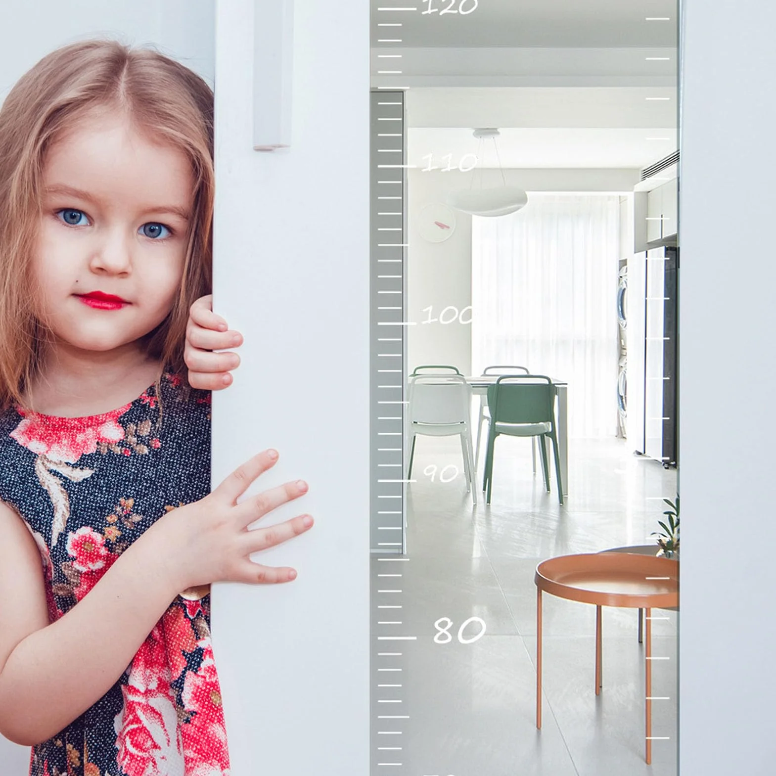 Espejo de Tabla de Crecimiento para Niños,Espejo de Tabla de Regla de Altura de Acrílico para Pared,Regla de Medición de Guardería Inastillable para Decoración de Dormitorio de Bebés Y Niños