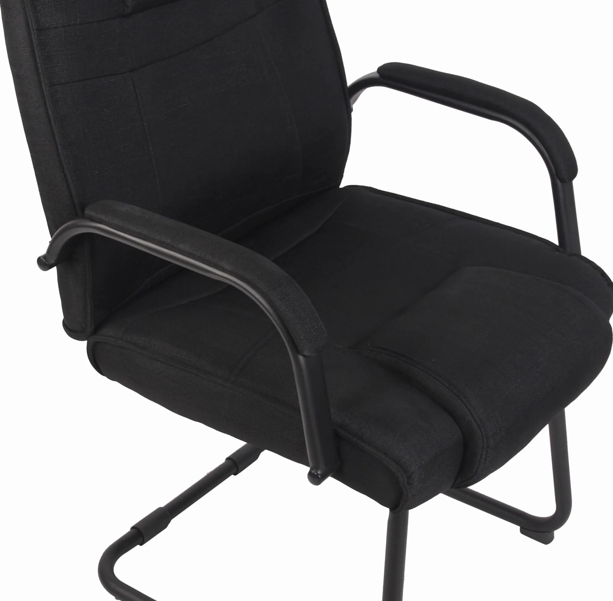 Silla Cantiléver Attila Tapizada en Tela con Base de Metal y Reposabrazos, Negro