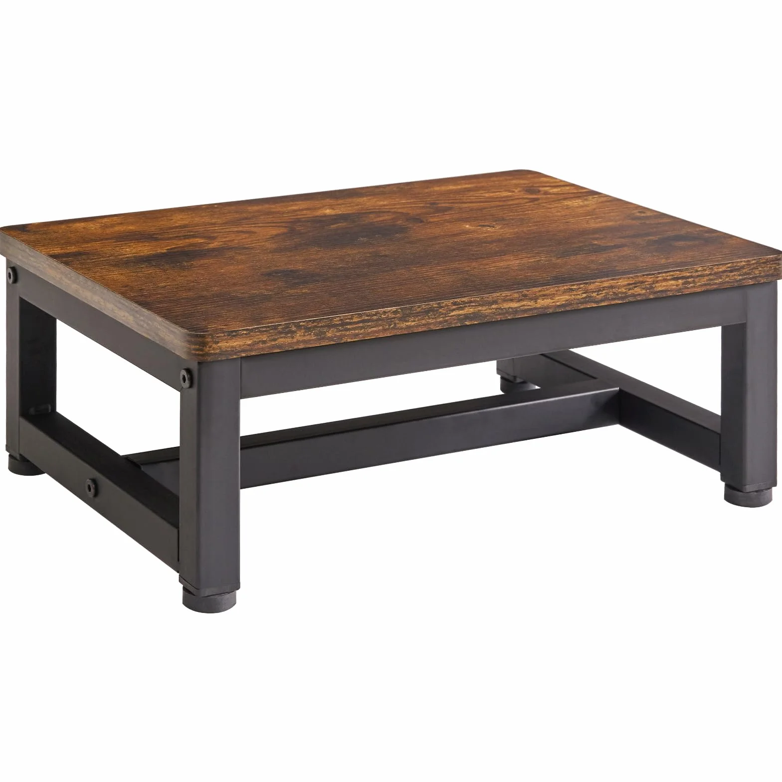 IBUYKE Taburete de Madera para Adultos Niños, Peldaño Resistente con Capacidad de 500 Lbs, Taburete de Madera Antideslizante para Camas Altas Sala de Estar Baño Cocina, Marrón Rústico TBD001H
