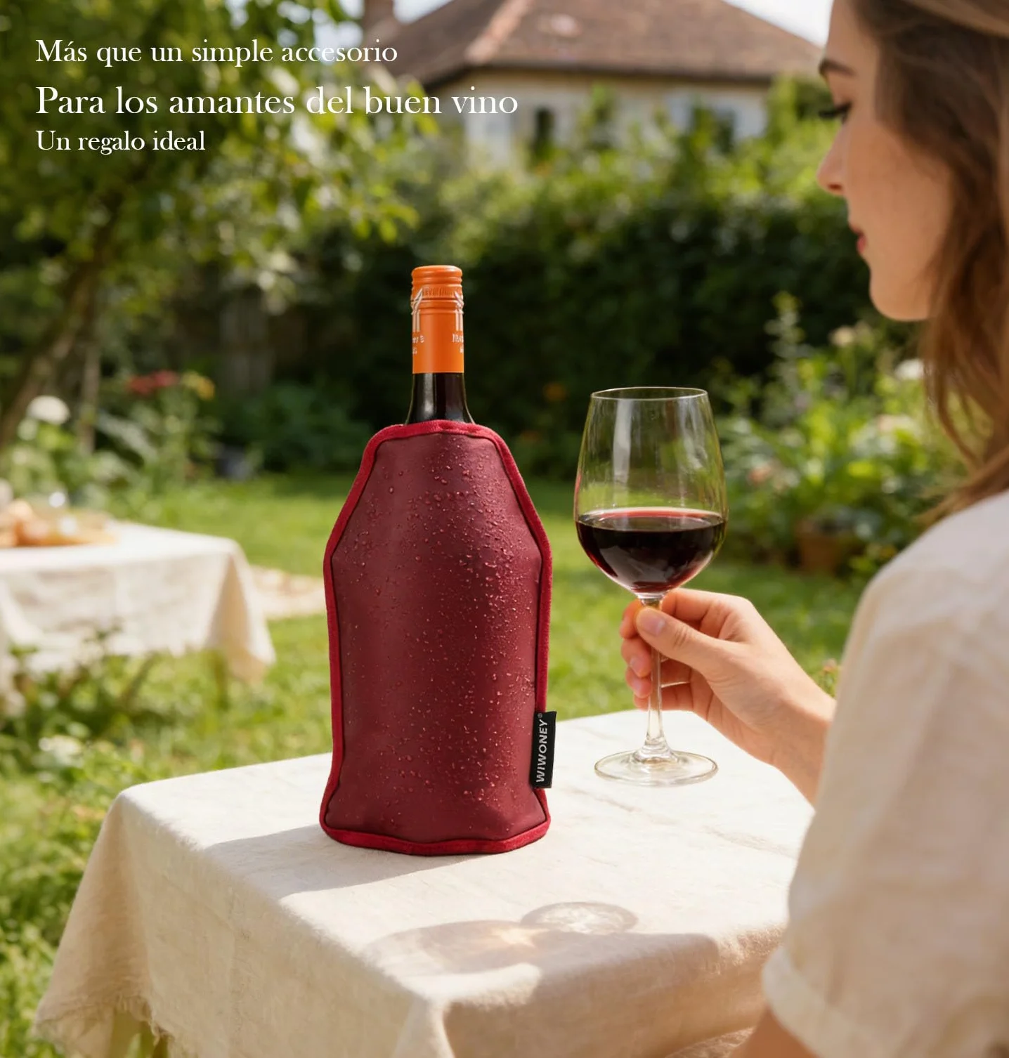 Enfriadora de Botellas de Vino Magnum, Funda Enfriadora de Gel No Congelable, Nailon, Rojo Vino