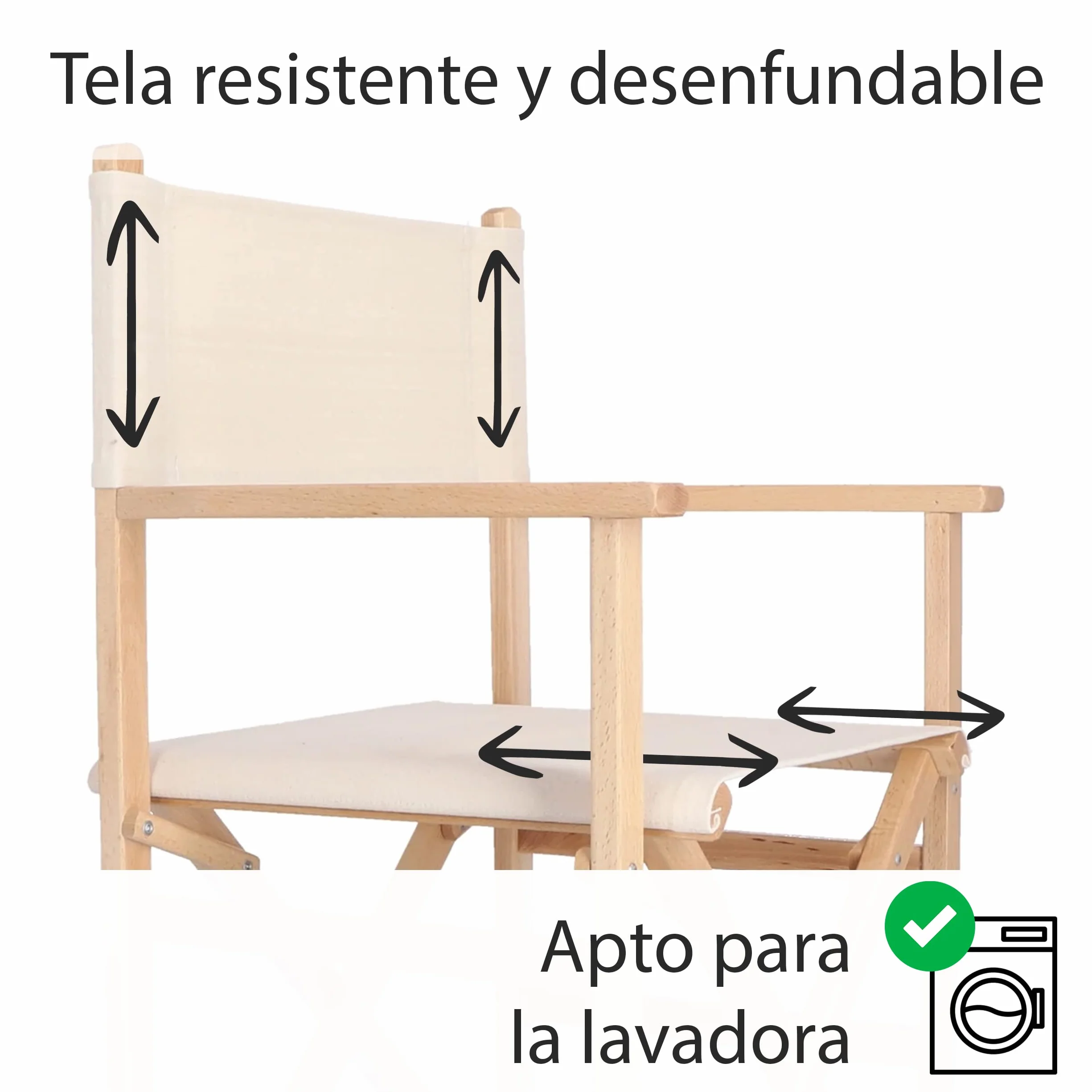 Aranaz - Sillón Director Plegable Sin Barniz Lona, Cruda