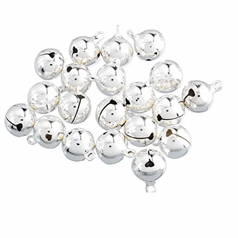 Yalulu 100 cascabeles plateados con ojal 14 mm decoración navideña