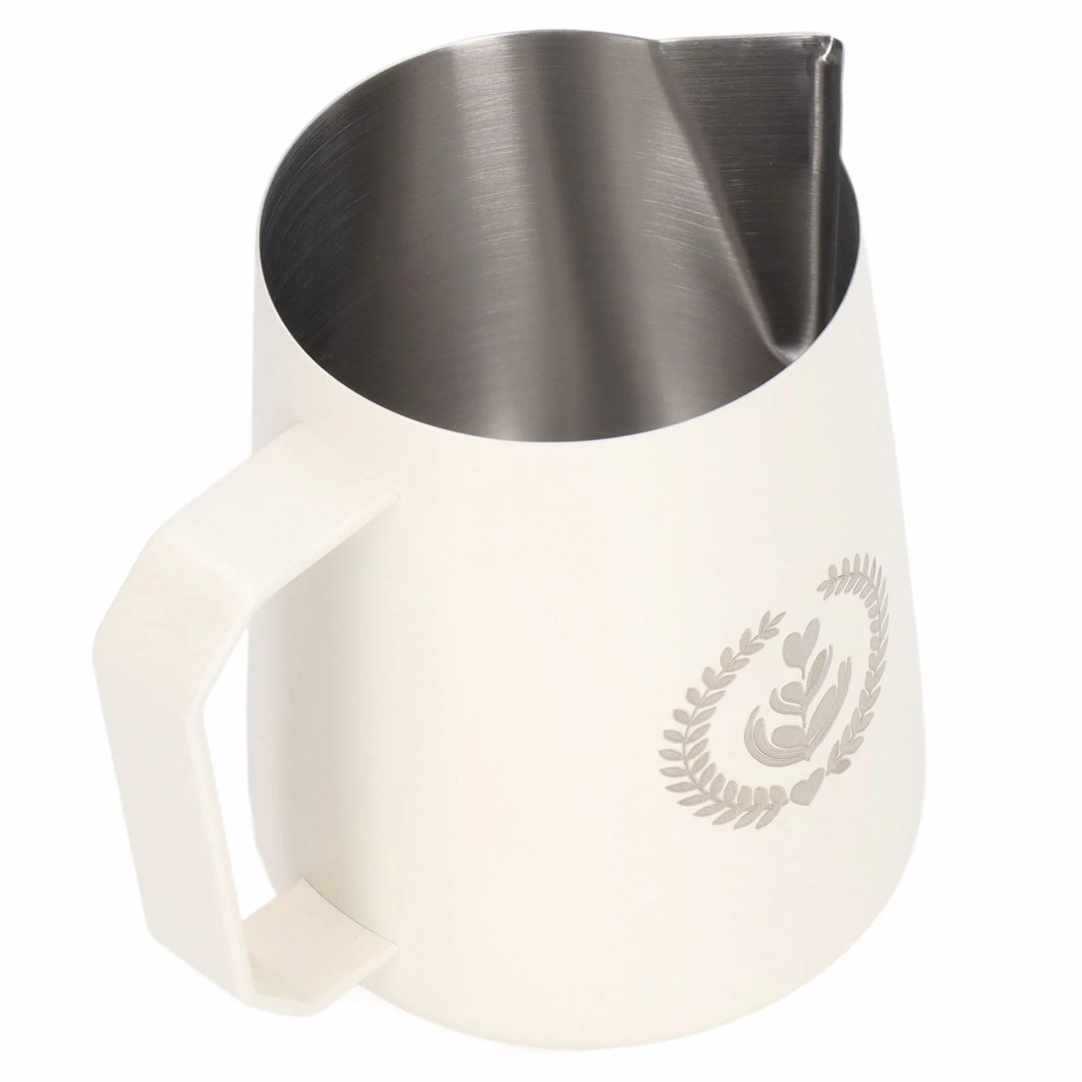 Jarra de espuma de leche de acero inoxidable para café, 450 ml (beige mate)