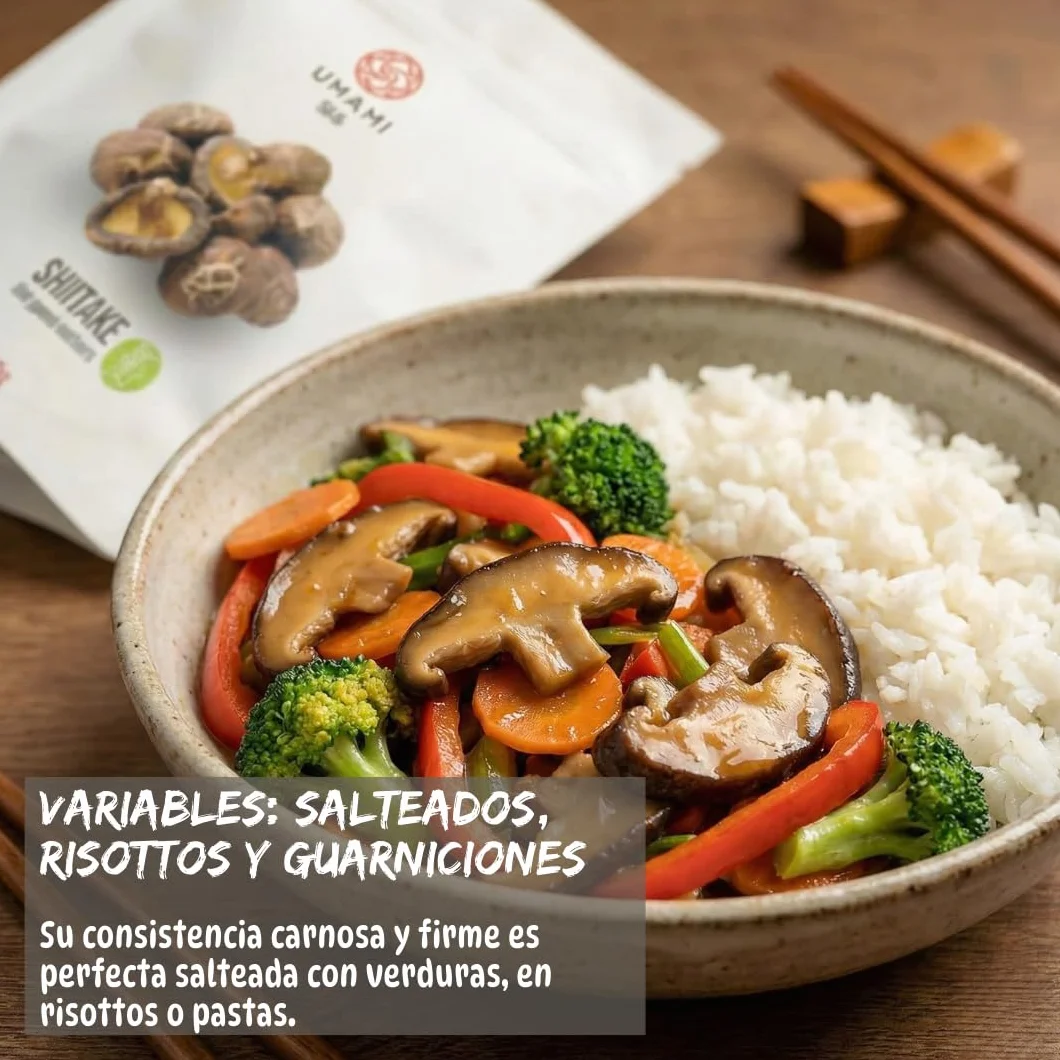Umami Setas Shiitake BIO Japonesas 50g Secadas Naturalmente Origen Kyushu Japón Calidad Premium para Ramen Sopas Risottos 100% Natural