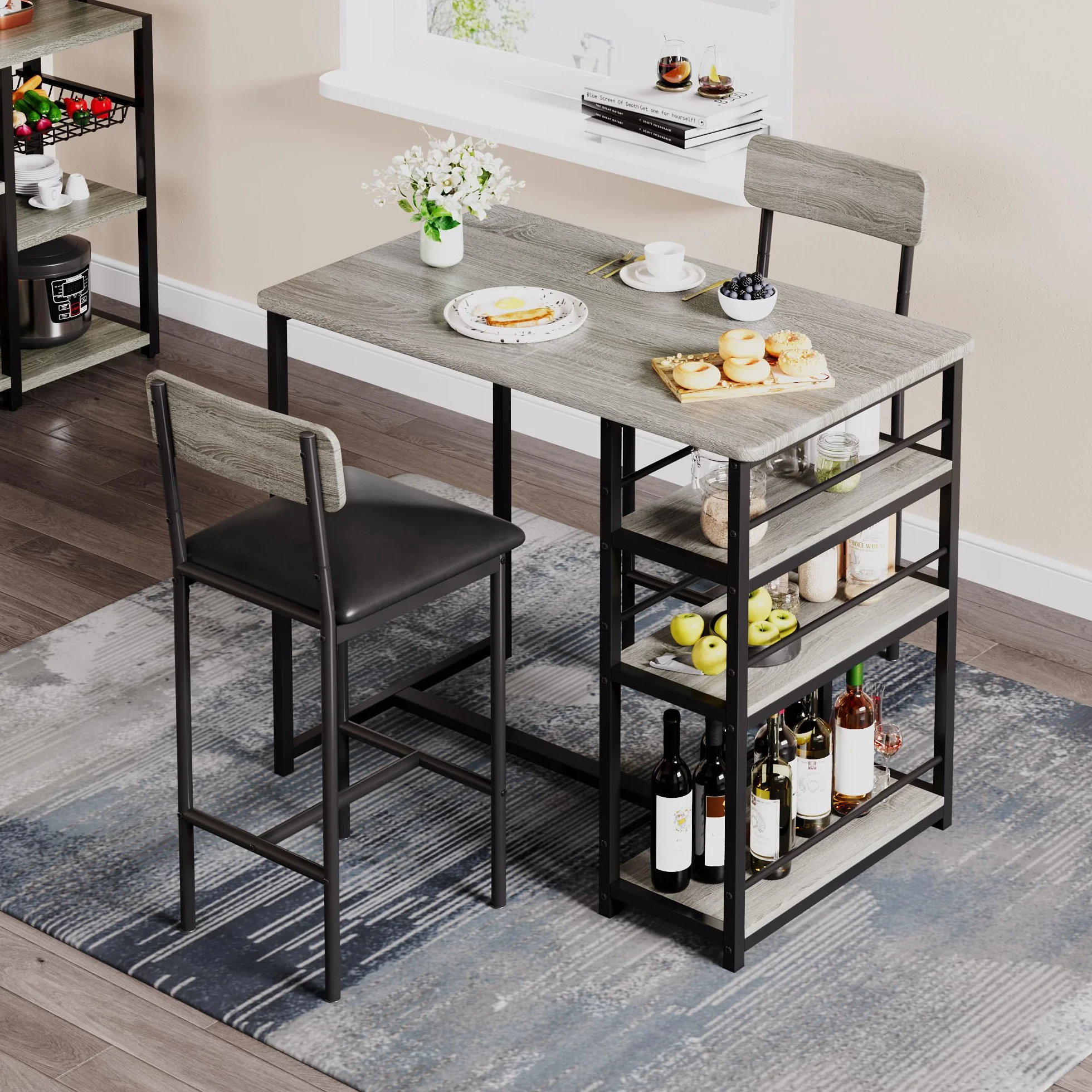 1 Caja de Muebles de Salón, Mesa de Bar con Taburetes de Diseño Elegante y Duradero, Espacios Modernos y Acogedores, Ideal para Uso en Hogar y Negocios