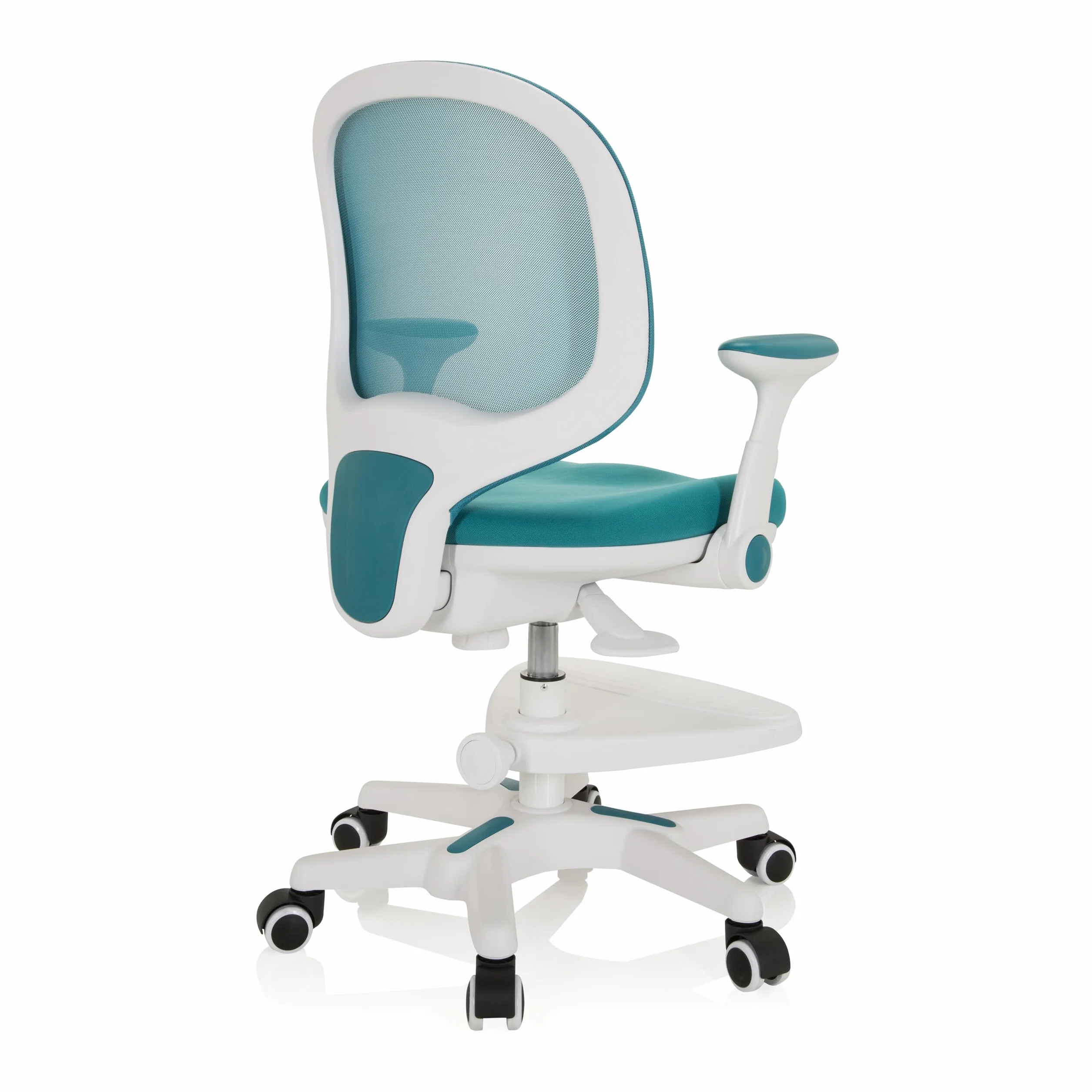 hjh OFFICE Silla para niños Silla giratoria Kid Ergo Tela/Tejido de Malla Práctico reposapiés Regulable en Altura Azul