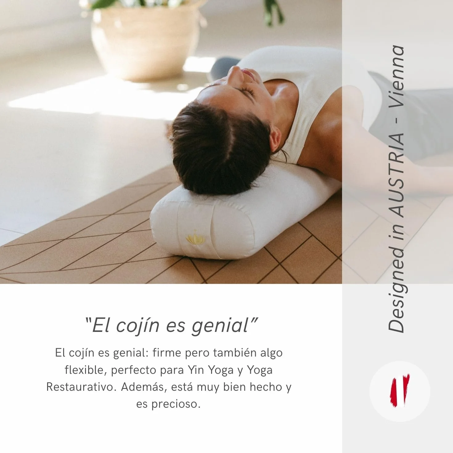 Lotuscrafts Cojín de Yoga para Yin Yoga, Rollo, Funda Lavable de Algodón Orgánico, Relleno de Ceiba, Cojín de Meditación