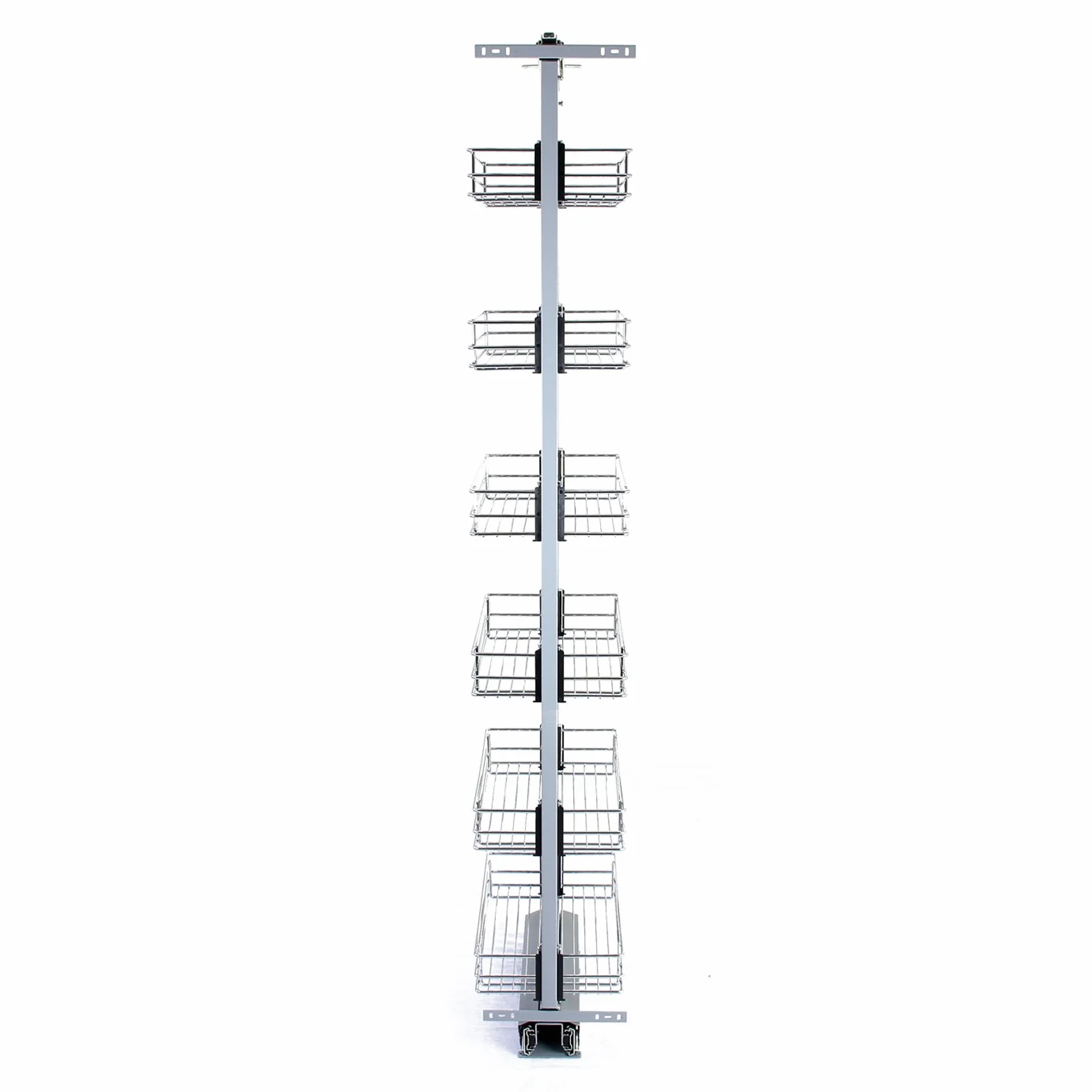 KUKOO - Columna Despensero Extraíble de Cocina en Acero Inoxidable con 6 Cestos 46cm x 25,2cm x 170-195cm