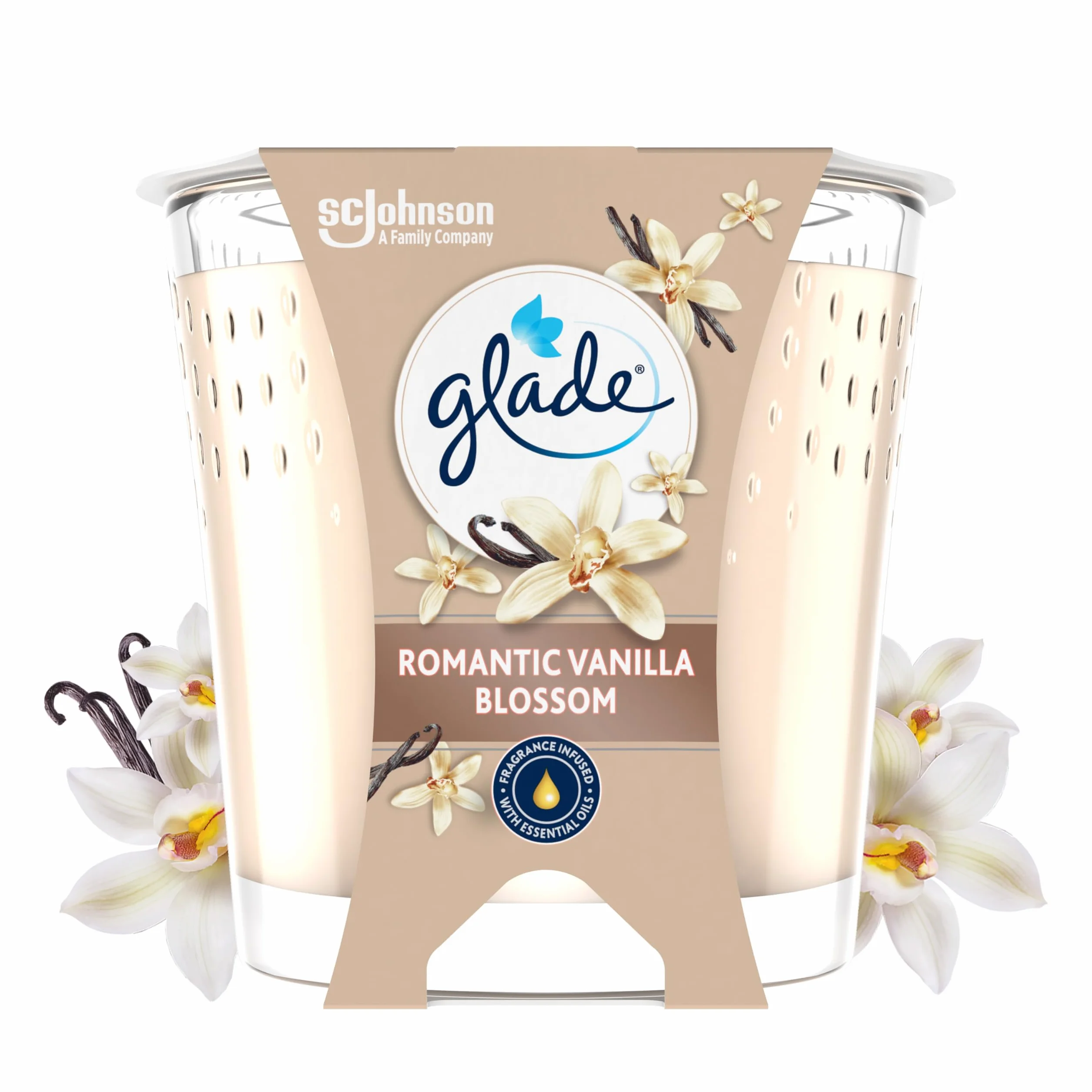 Glade Vela Perfumada Vainilla Dura Hasta 30 Horas Vegana Aceites Esenciales