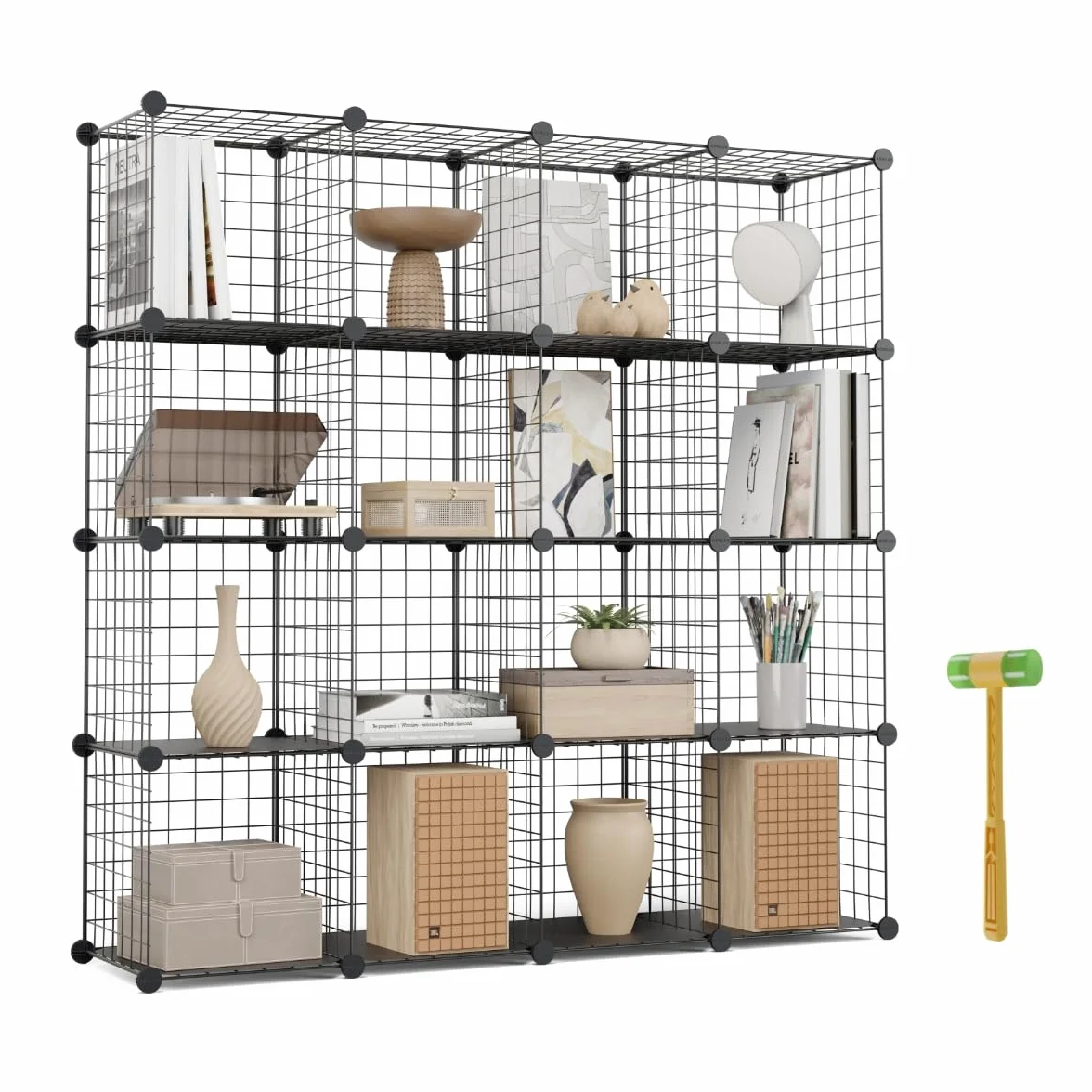 Estantería Almacenaje Newlux 16 Cubos 125x125x31,5cm Hasta 160Kg Metálica Modular Negro