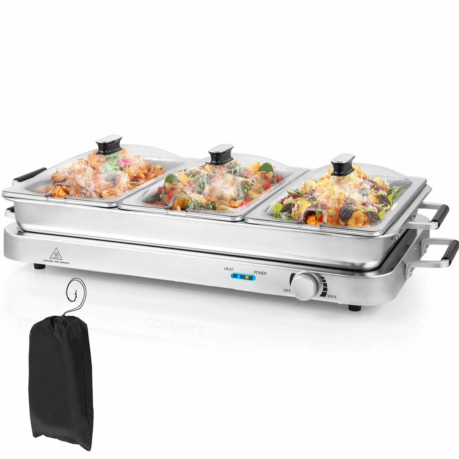 GOPLUS Bandeja Calentadora De Alimentos 2 En 1 Eléctrica 8 L Acero Inoxidable Control Temperatura