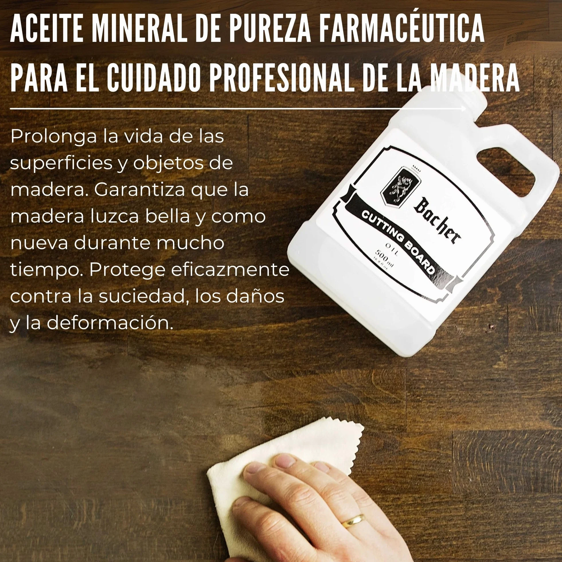 Aceite para Madera 500 ml - Calidad Alimentaria, Aceite Mineral para Tabla de Cortar, Cuidado Natural para Tablas de Madera