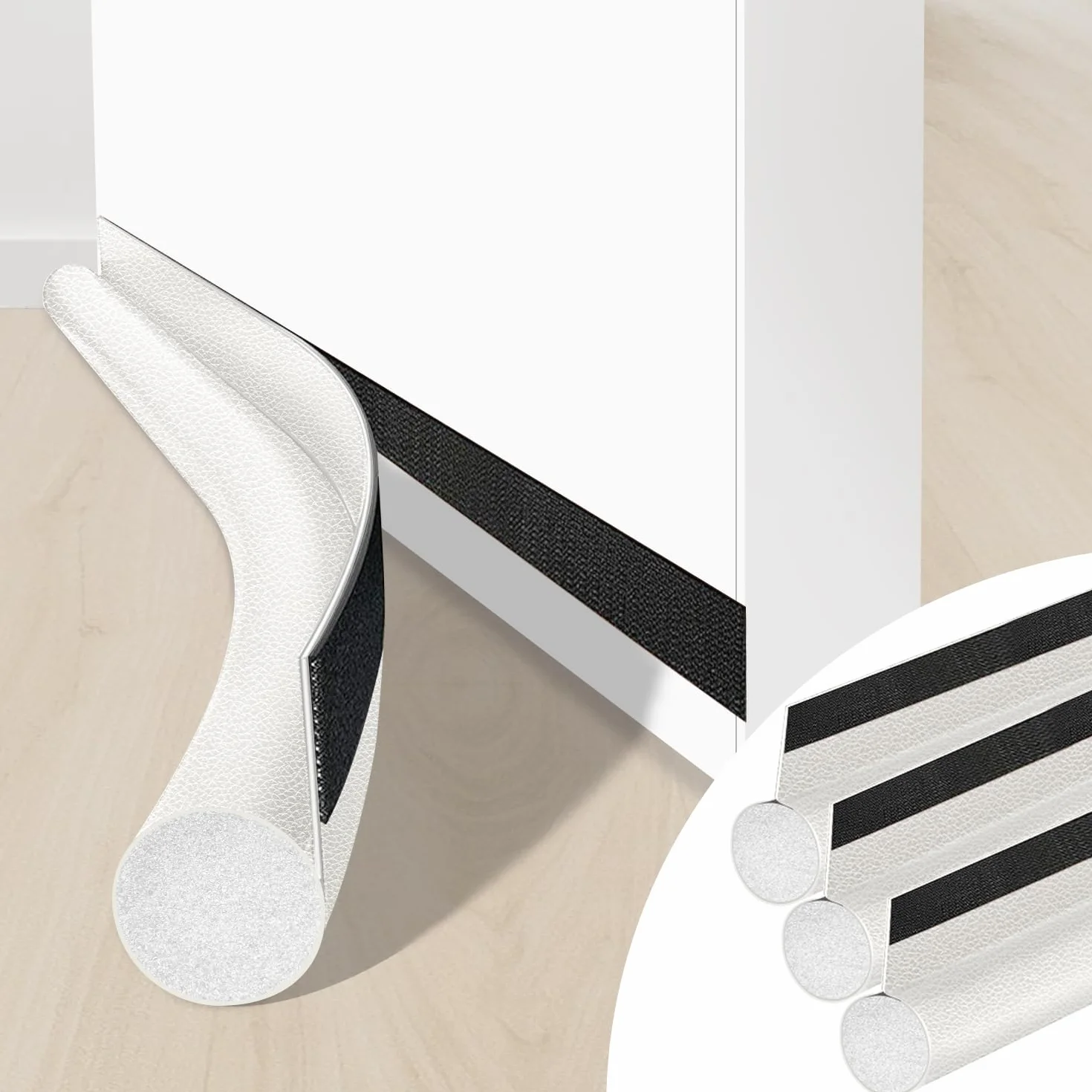 Burlete para Puertas 96 cm, Tope para Puertas, Burlete Bajo Puerta, Aislamiento Acústico, 3 Piezas Blanco