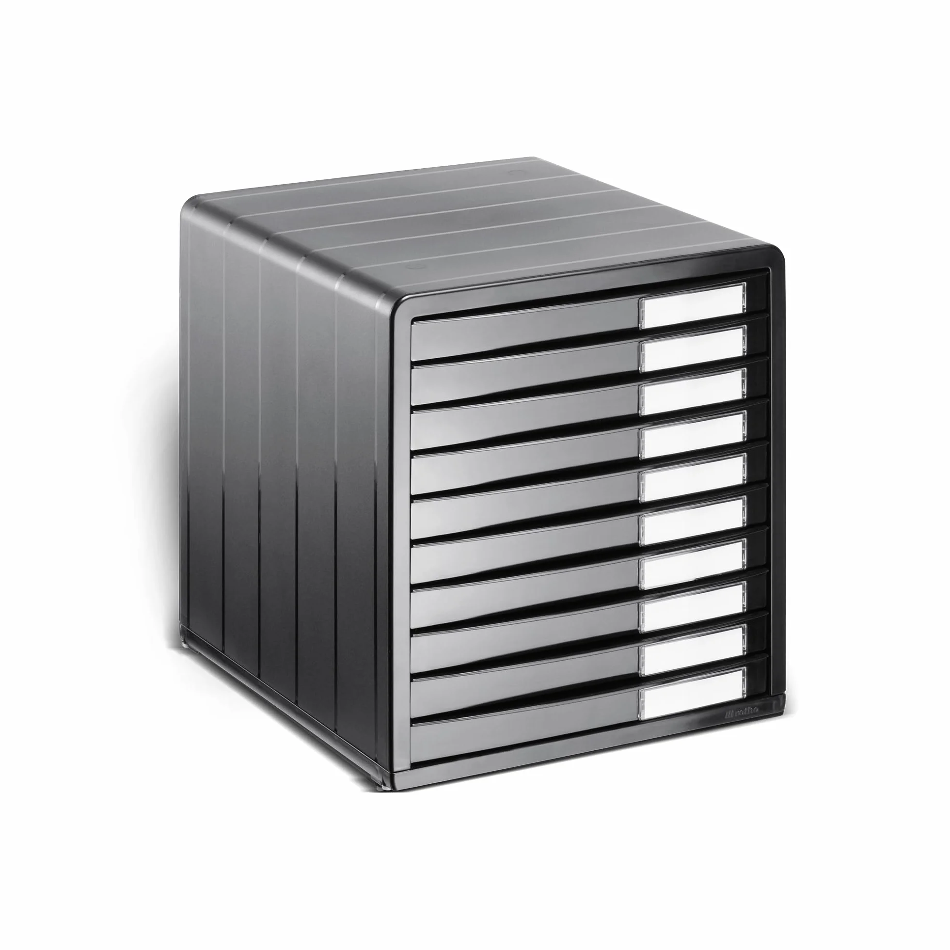 Rotho Timeless Cajón/caja de oficina con 10 cajones, Plástico (PS) sin BPA, antracita, (34.5 x 29.0 x 32.0 cm)