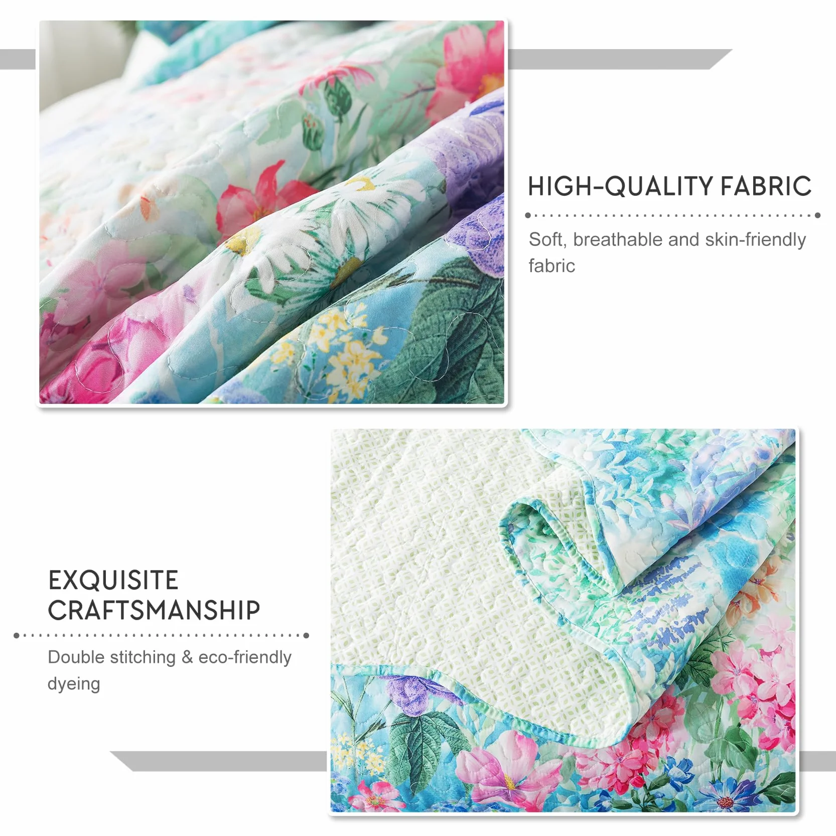 Travan Juego de edredón Floral, Ultra Suave y Resistente a la decoloración, Juego de Cama Queen con 1 edredón y 2 Fundas, Morado, jardín de ensueño
